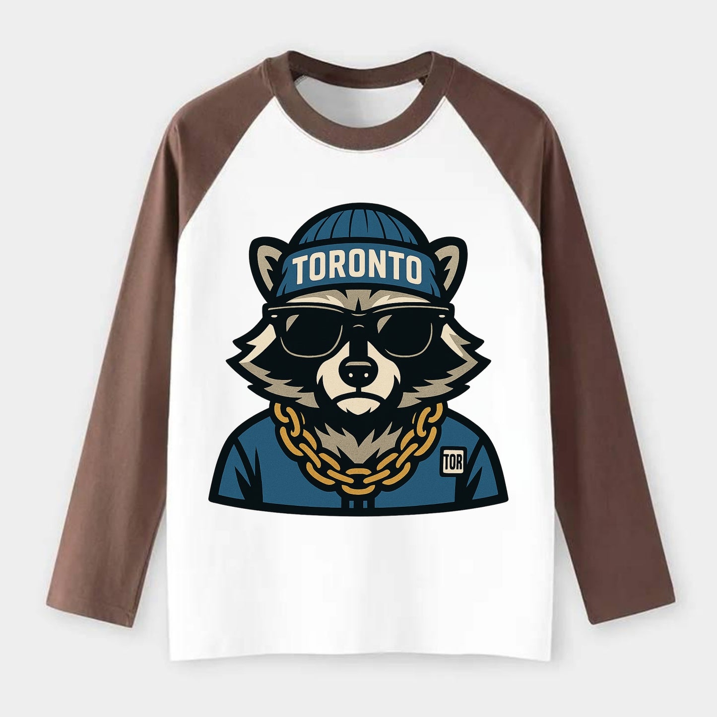 Toronto Raccoon - Raglan Long Sleeve T-Shirt - Coffee