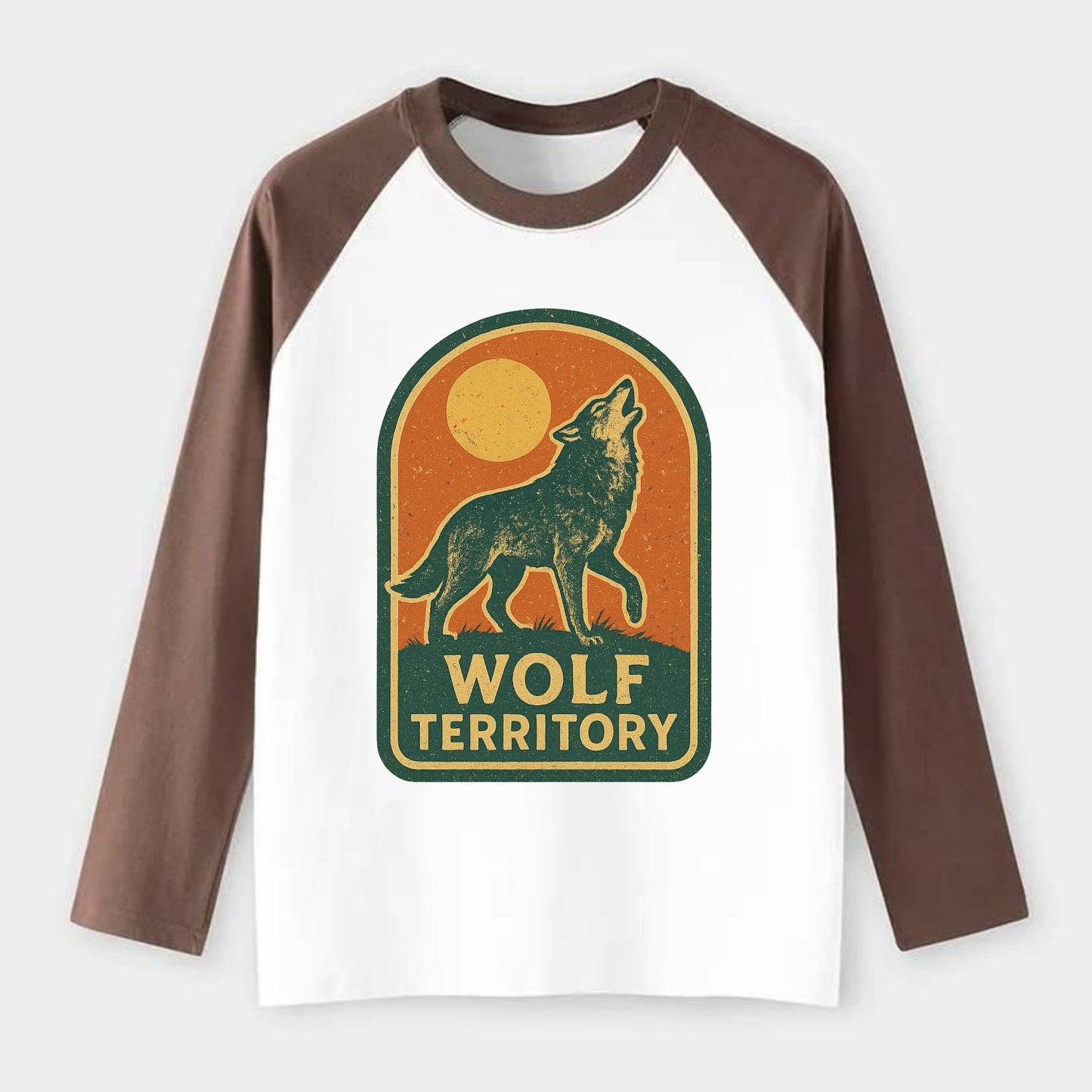 Wolf Territory Marking - Raglan Long Sleeve T-Shirt - Coffee
