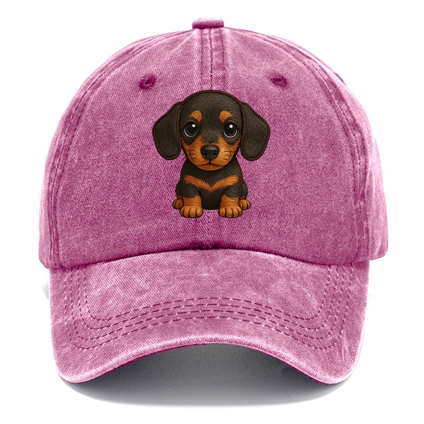 Baby Dachshund Puppy - long body, short legs, floppy ears, curious eyes, - Classic Cap - Dusty Rose(Rose)