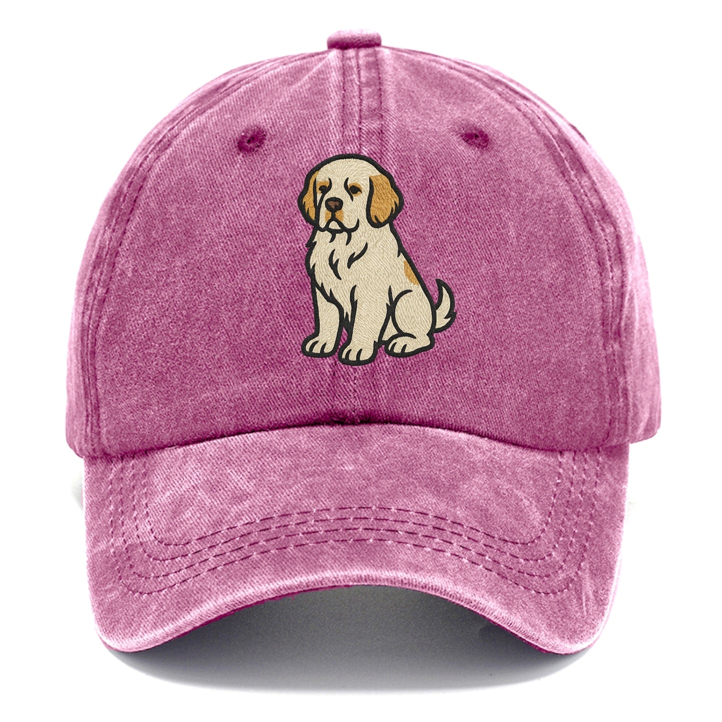 Clumber Spaniel - White with lemon markings embroidered pose - Classic Cap - Dusty Rose(Rose)