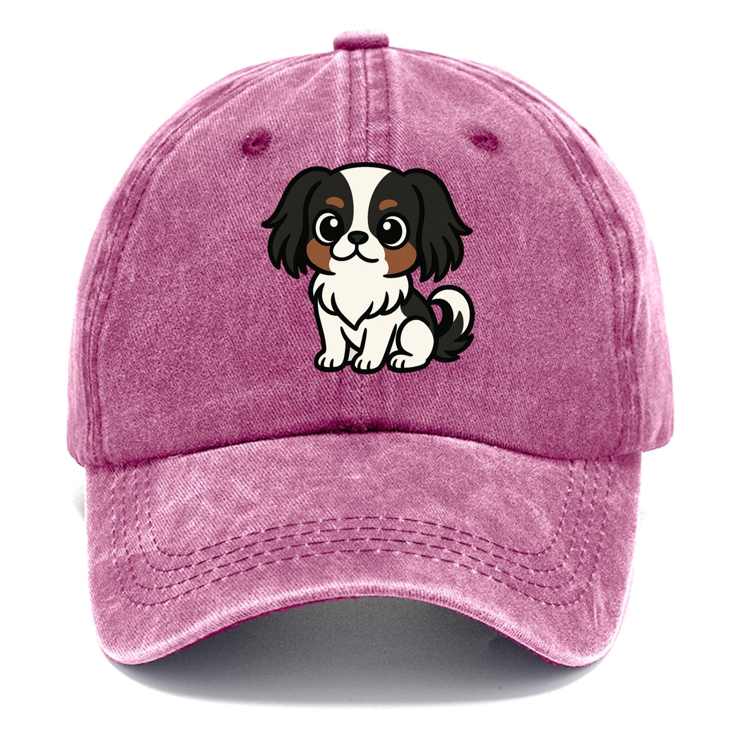 Japanese Chin - Black and white sitting pose - Classic Cap - Dusty Rose(Rose)