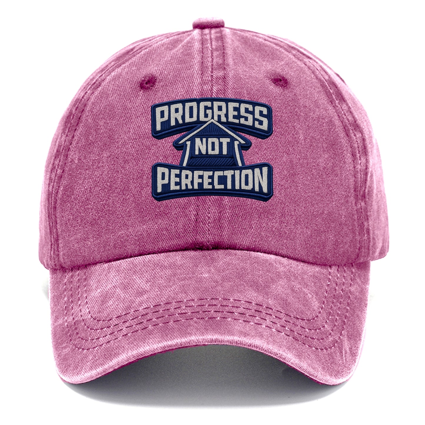 PROGRESS NOT PERFECTION - arrow with text in blue , growth mindset - Classic Cap - Dusty Rose(Rose)
