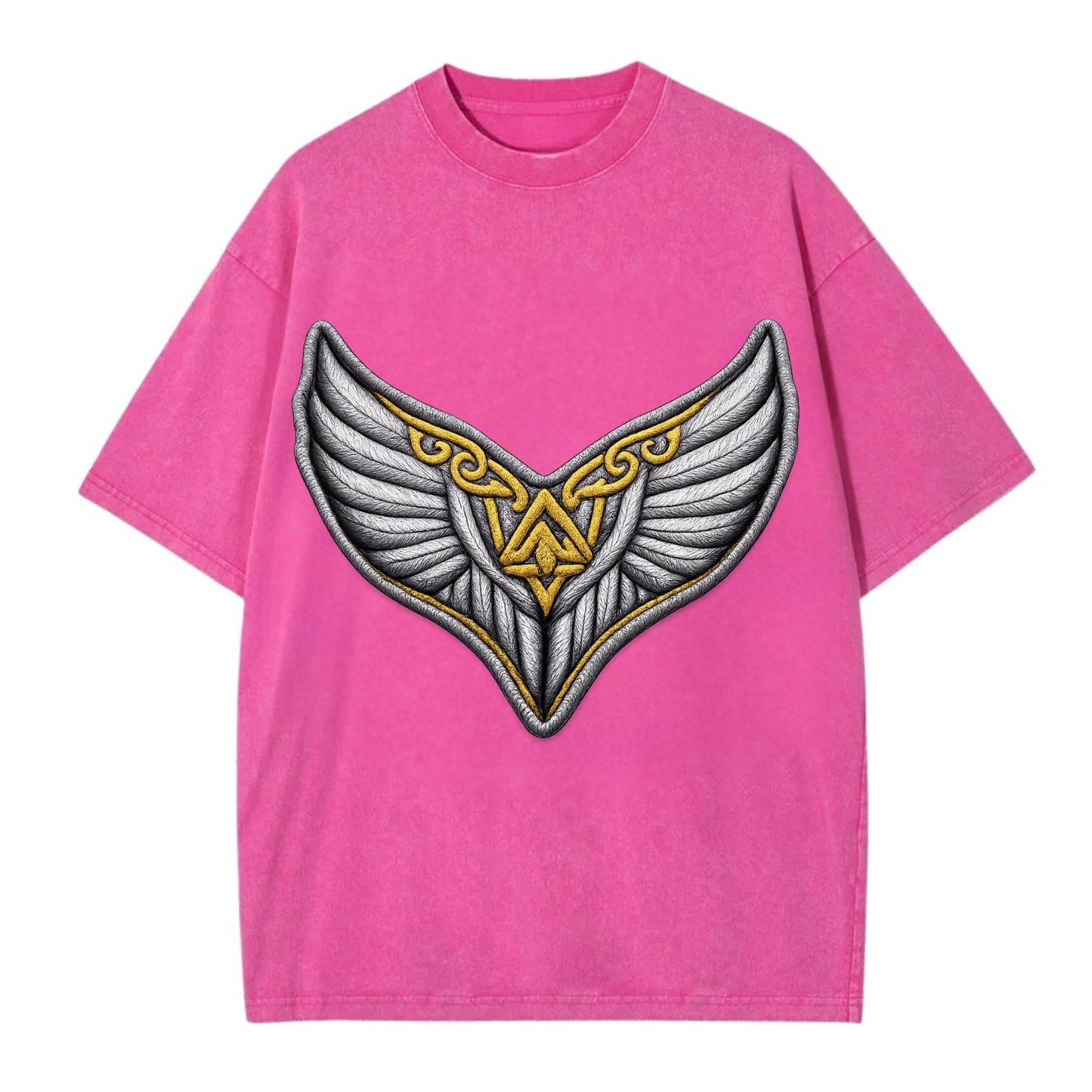 VALKYRIE WINGS - warrior maiden wings in silver and gold , Norse myth - Vintage T-shirt - Dusty Rose(Rose)
