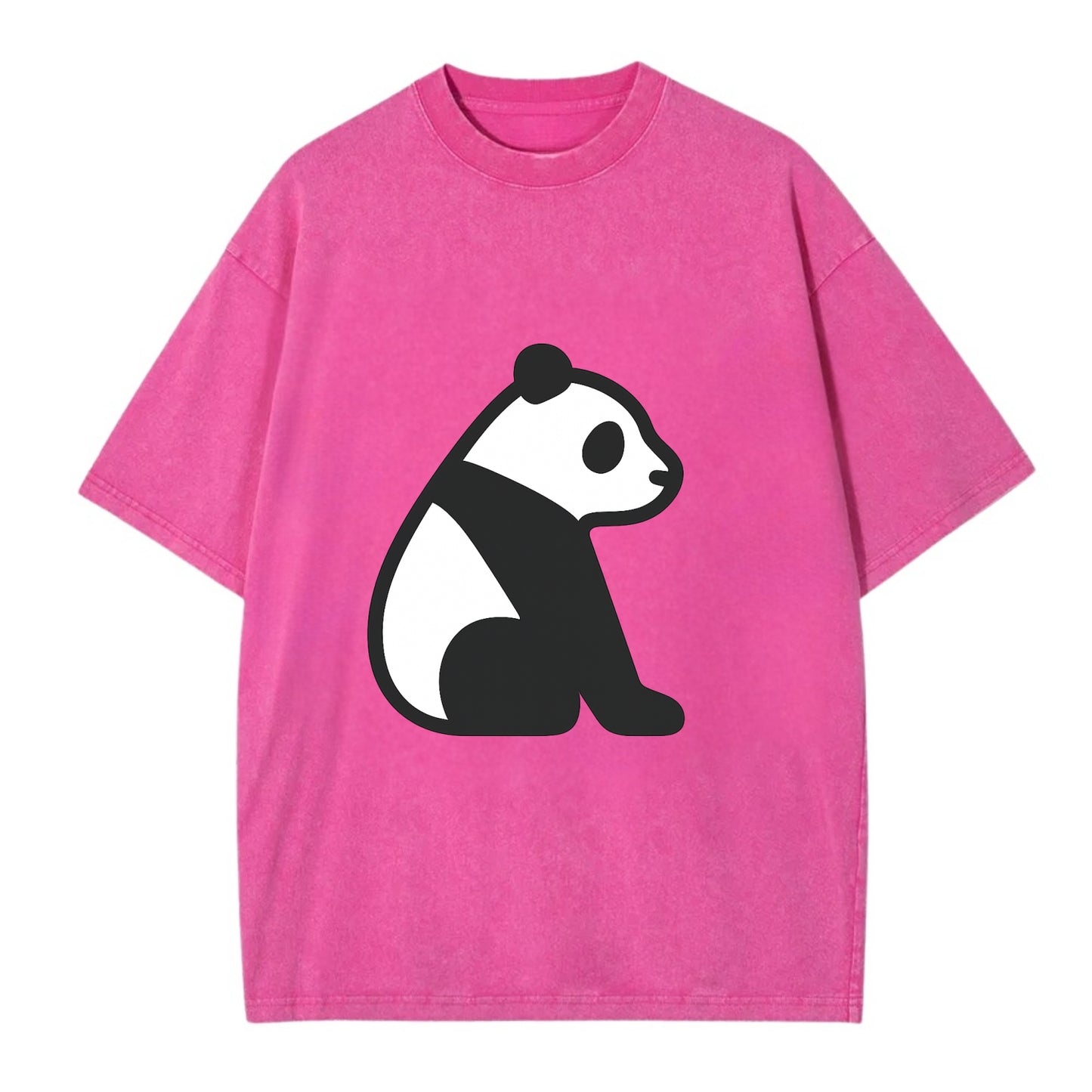 Panda - Black and white sitting pose flat side profile - Vintage T-shirt - Dusty Rose(Rose)