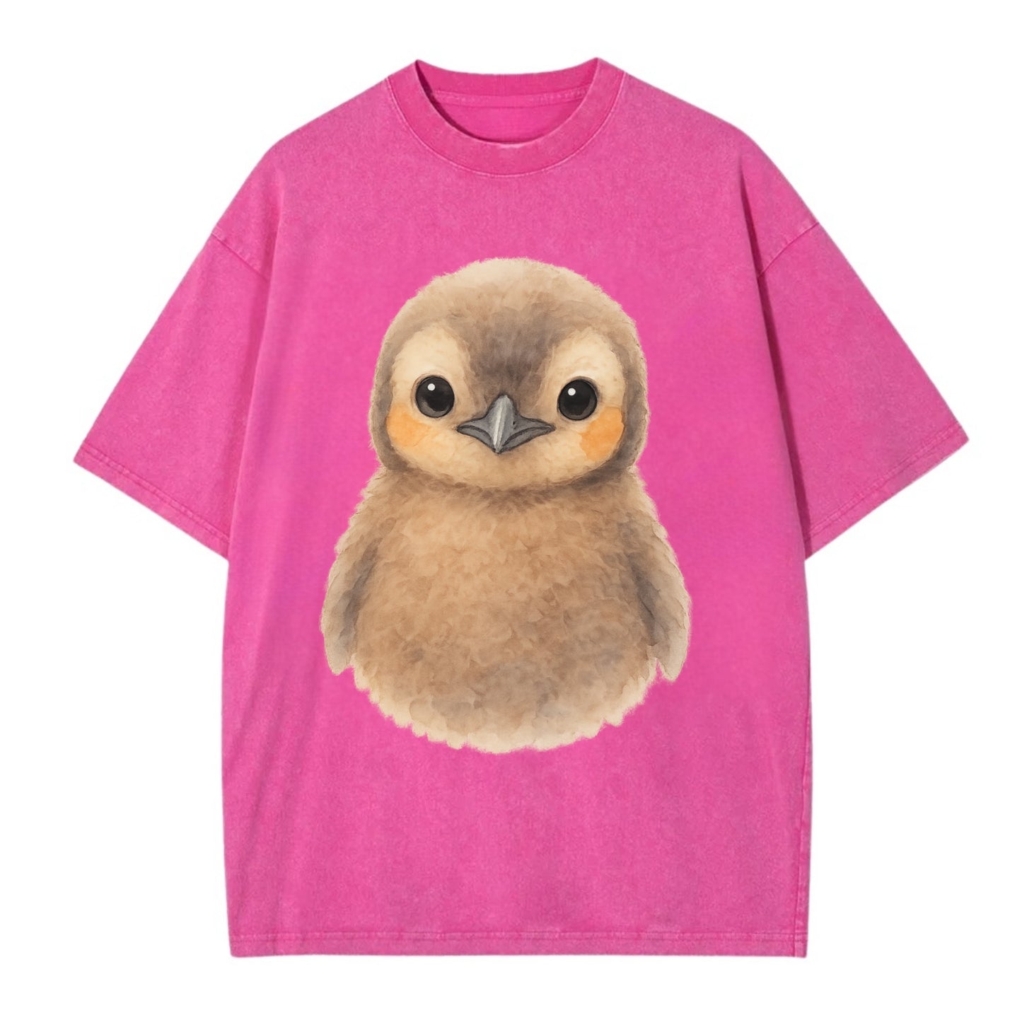 Baby King Penguin - orange cheek patches, fluffy brown, large eyes, front-facing, - Vintage T-shirt - Dusty Rose(Rose)