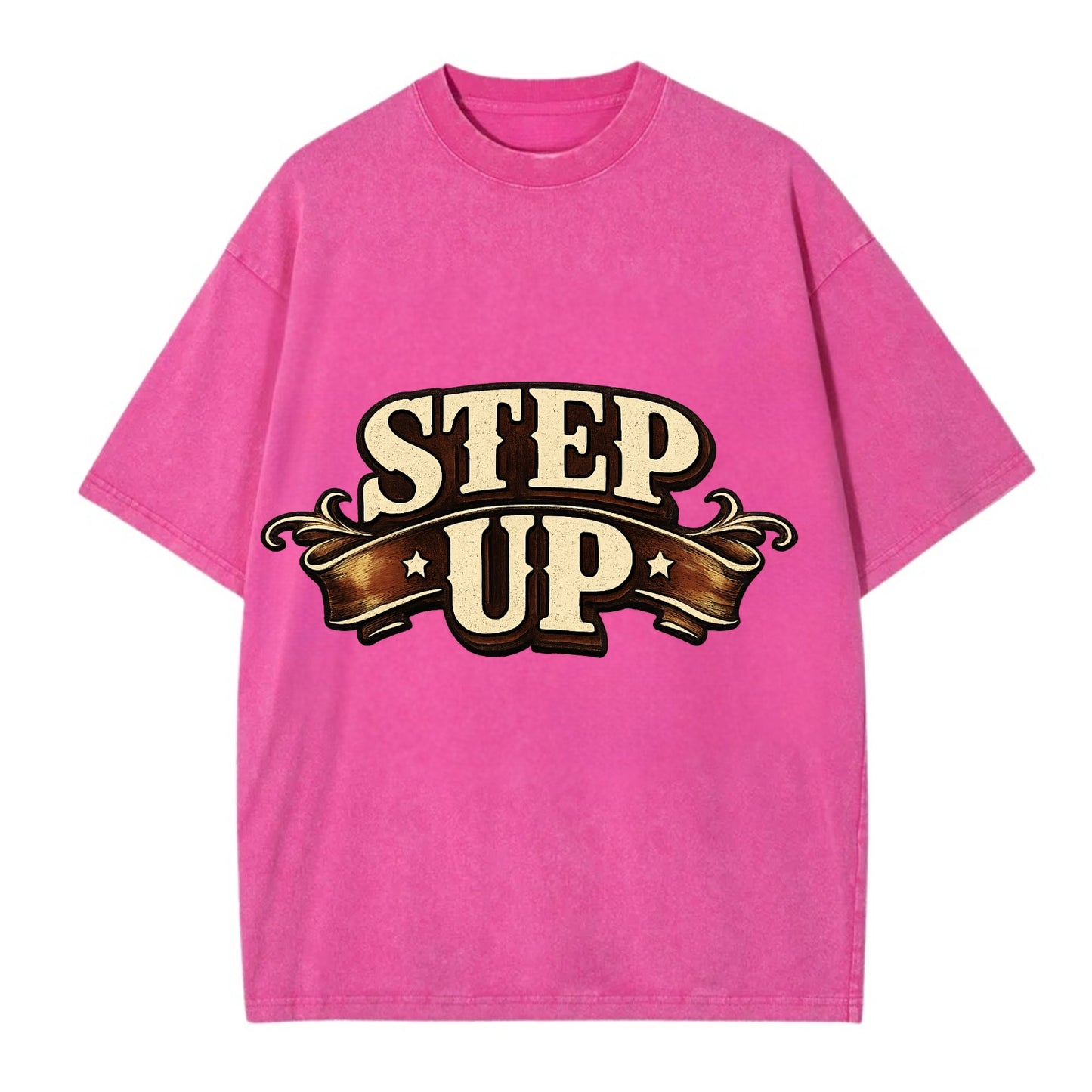 Bold typography design - "STEP UP" - rise to occasion, take charge - Vintage T-shirt - Dusty Rose(Rose)