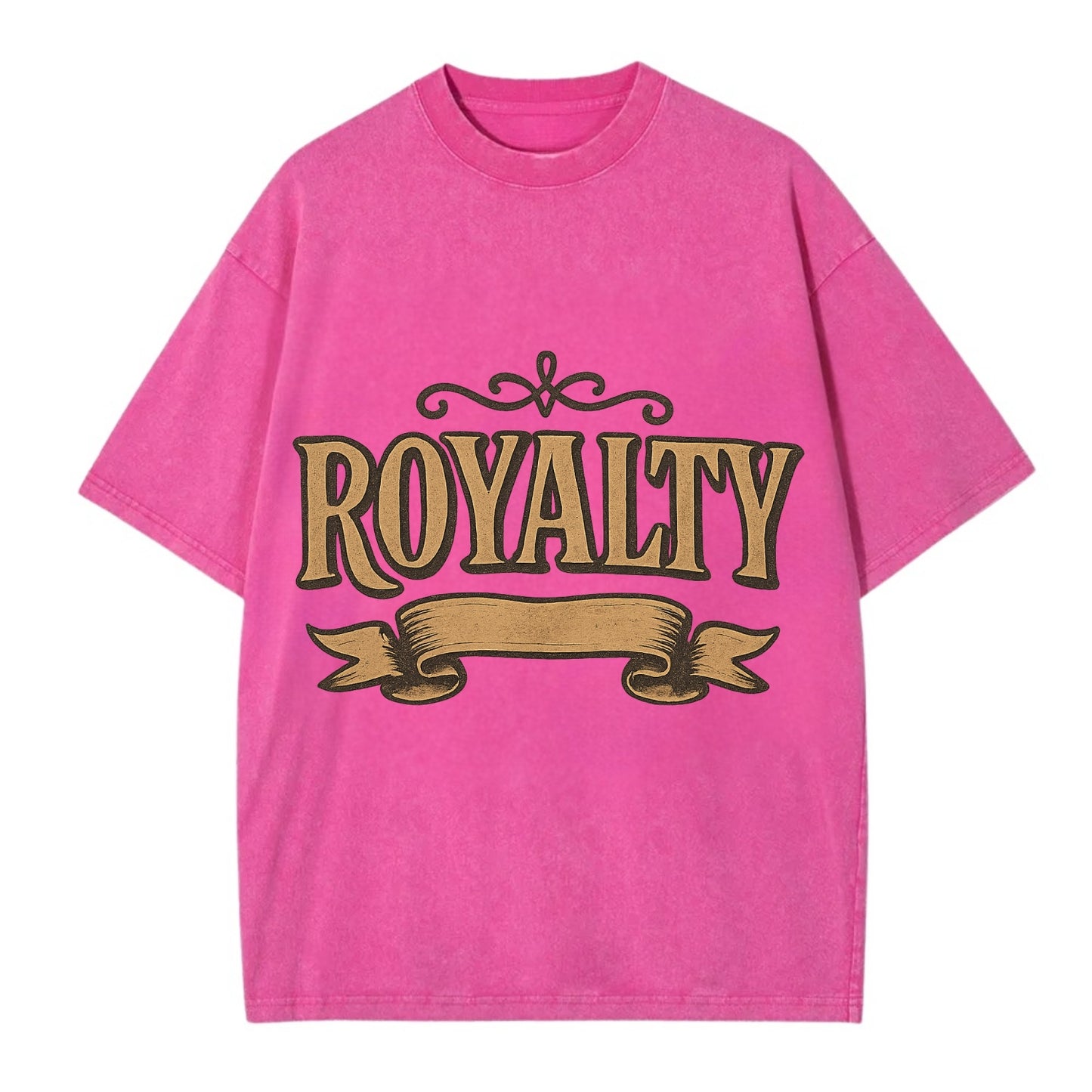 Bold typography design - "ROYALTY" - regal bearing, noble spirit - Vintage T-shirt - Dusty Rose(Rose)