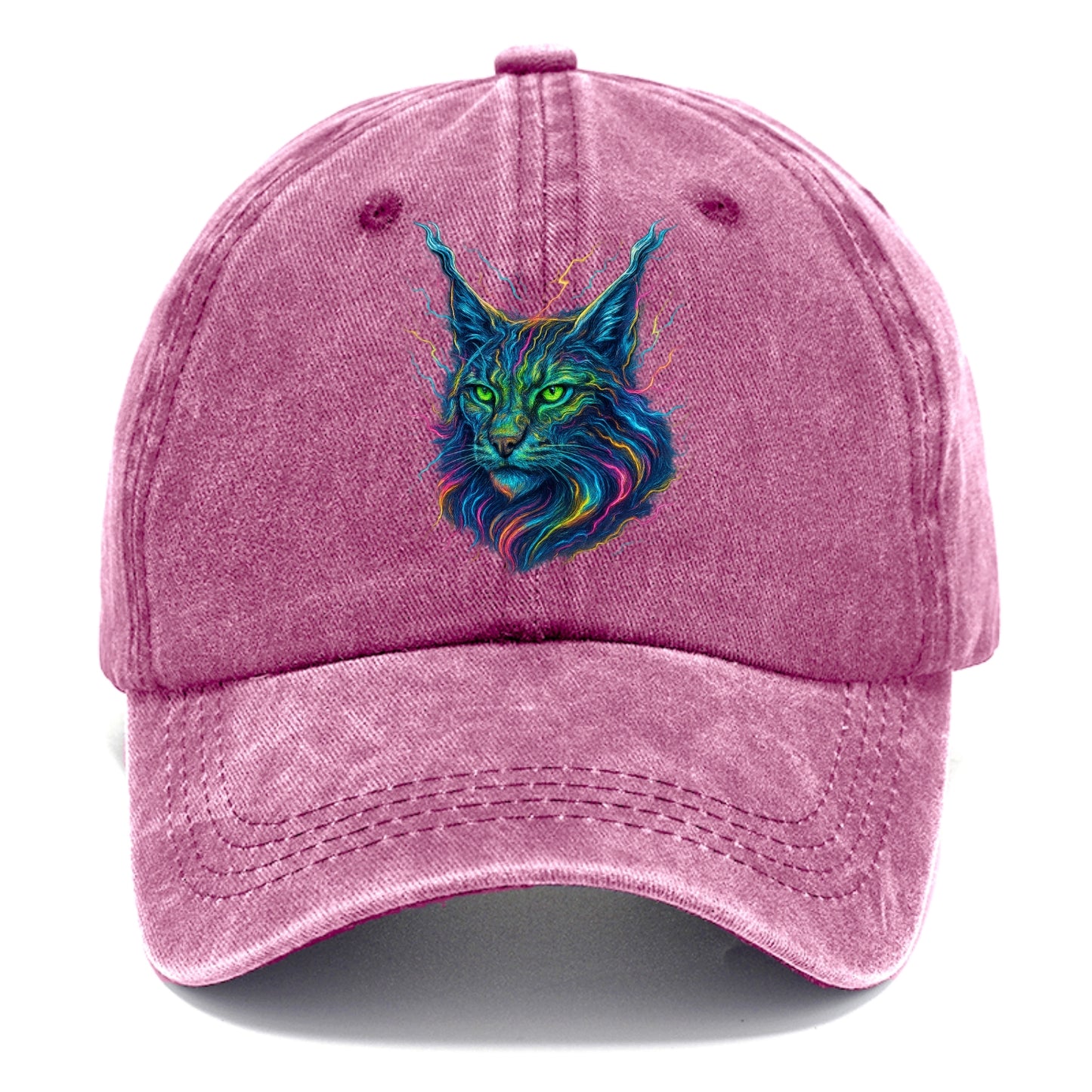 Wild lynx with ear tufts transforming into liquid mercury flows, silver and gold - Classic Cap - Dusty Rose(Rose)