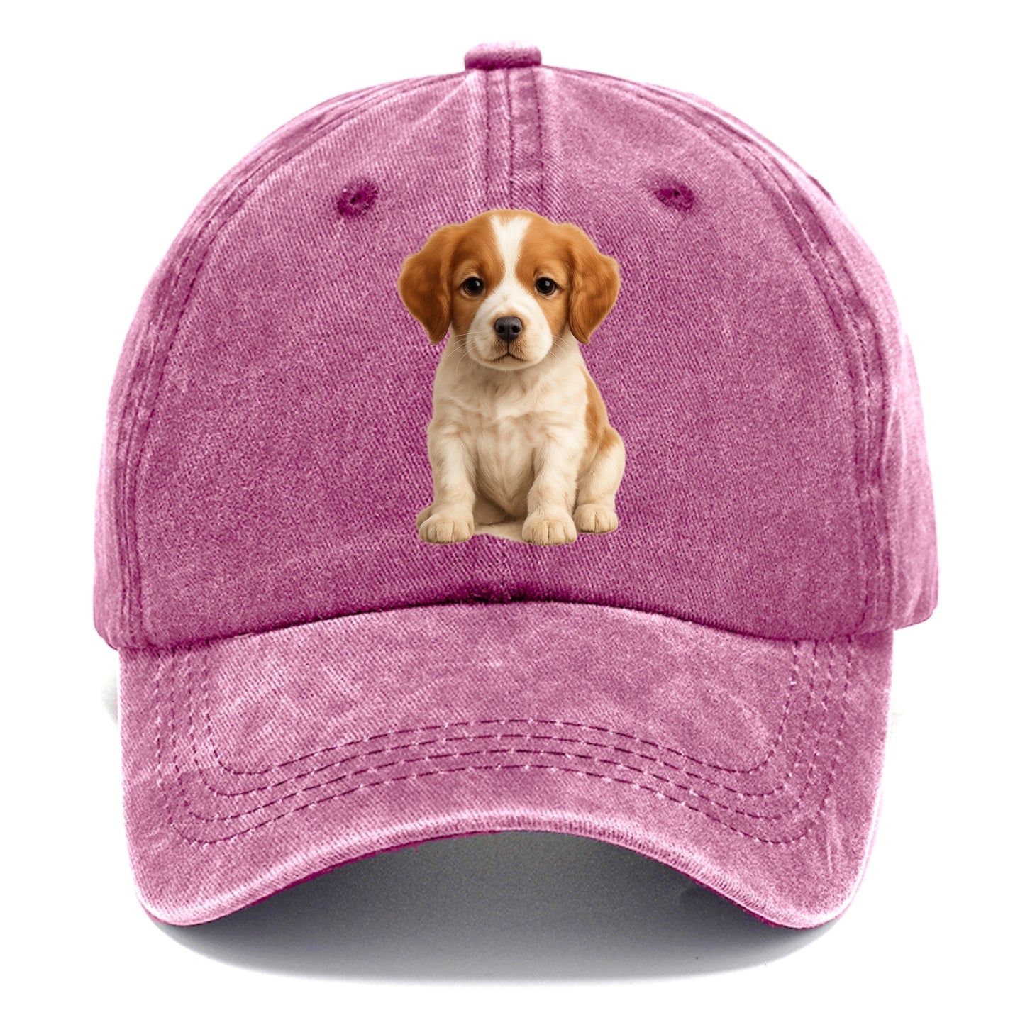 Baby Brittany Puppy - orange and white, compact, bright eyes, feathered, - Classic Cap - Dusty Rose(Rose)