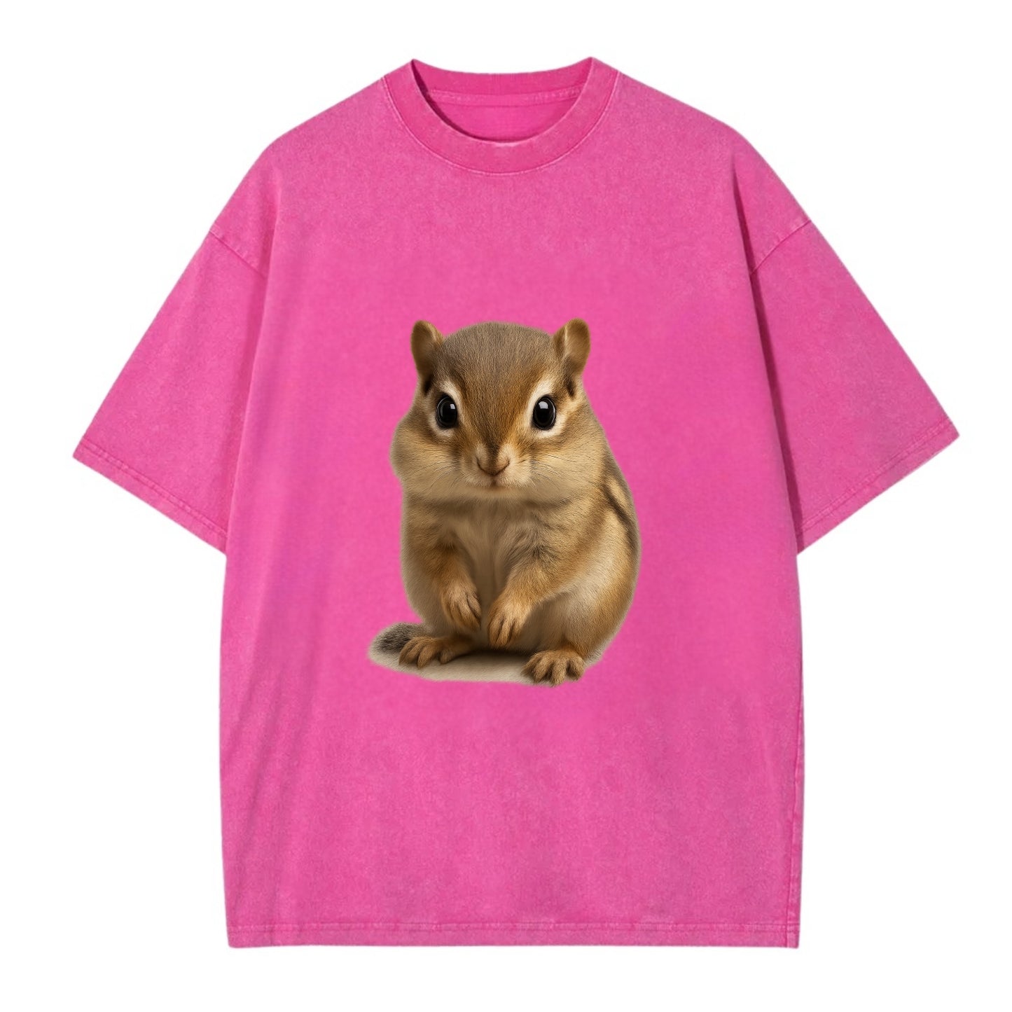 Baby Chipmunk - striped back, cheek pouches, tiny paws, bright eyes, - Vintage T-shirt - Dusty Rose(Rose)