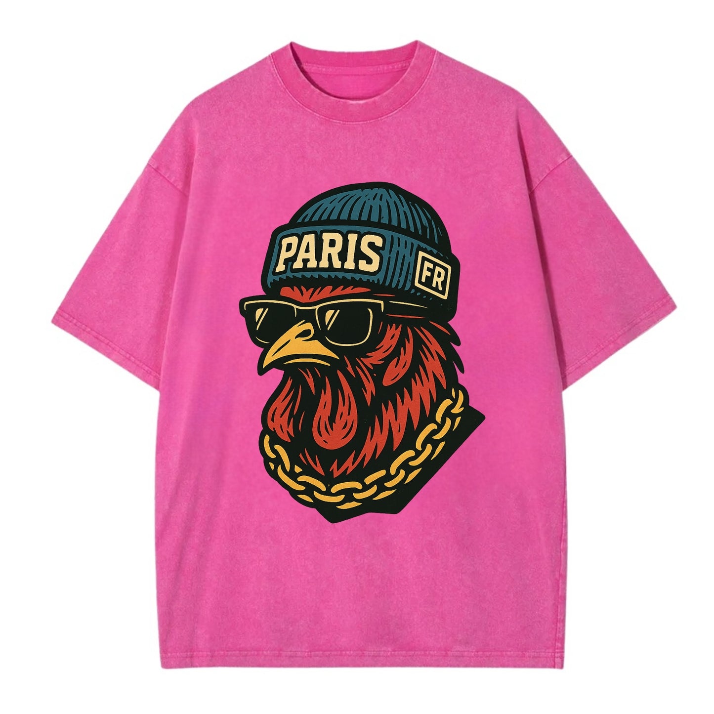Paris Rooster - Vintage T-shirt - Dusty Rose(Rose)