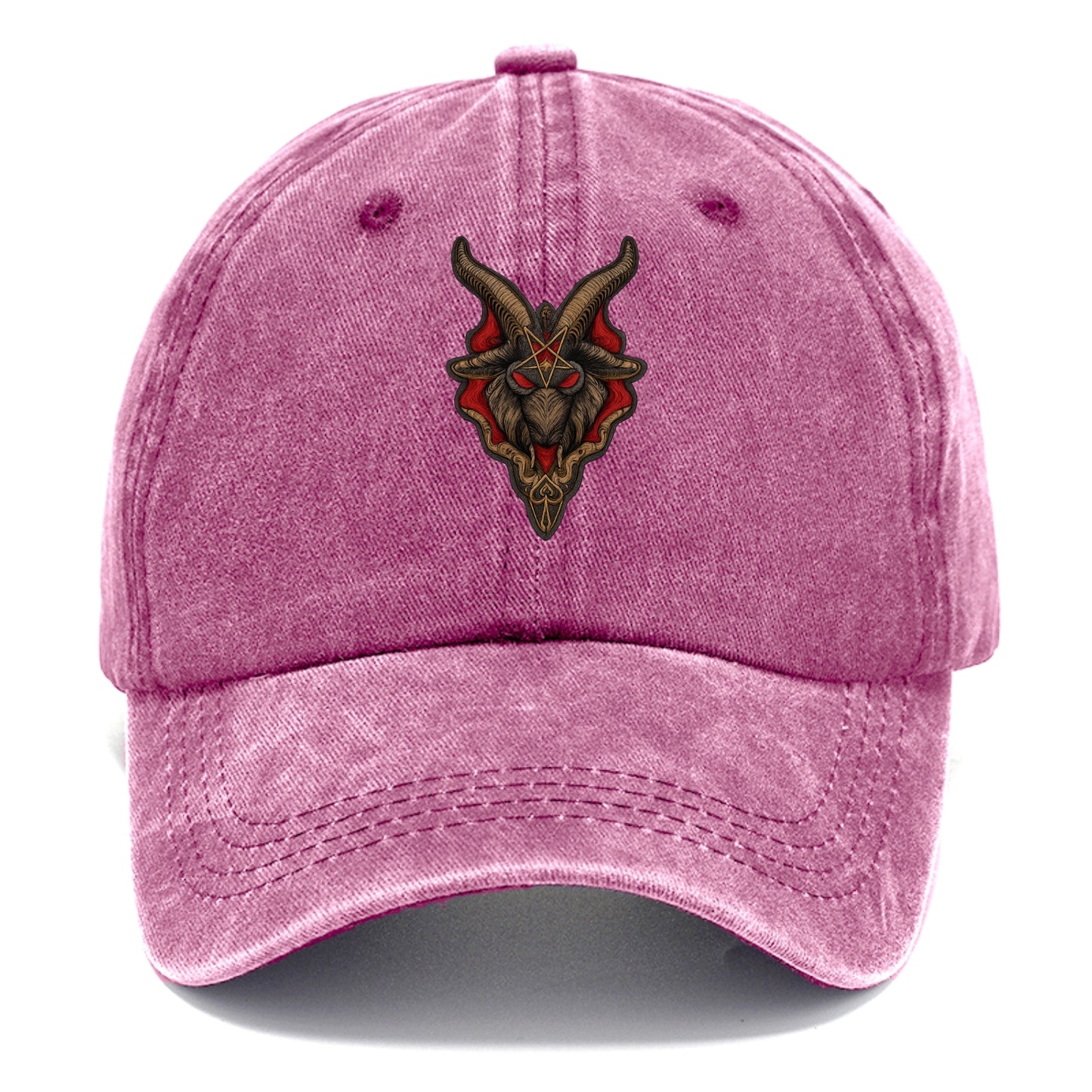 BAPHOMET HEAD - goat head symbol in black and red , occult - Classic Cap - Dusty Rose(Rose)