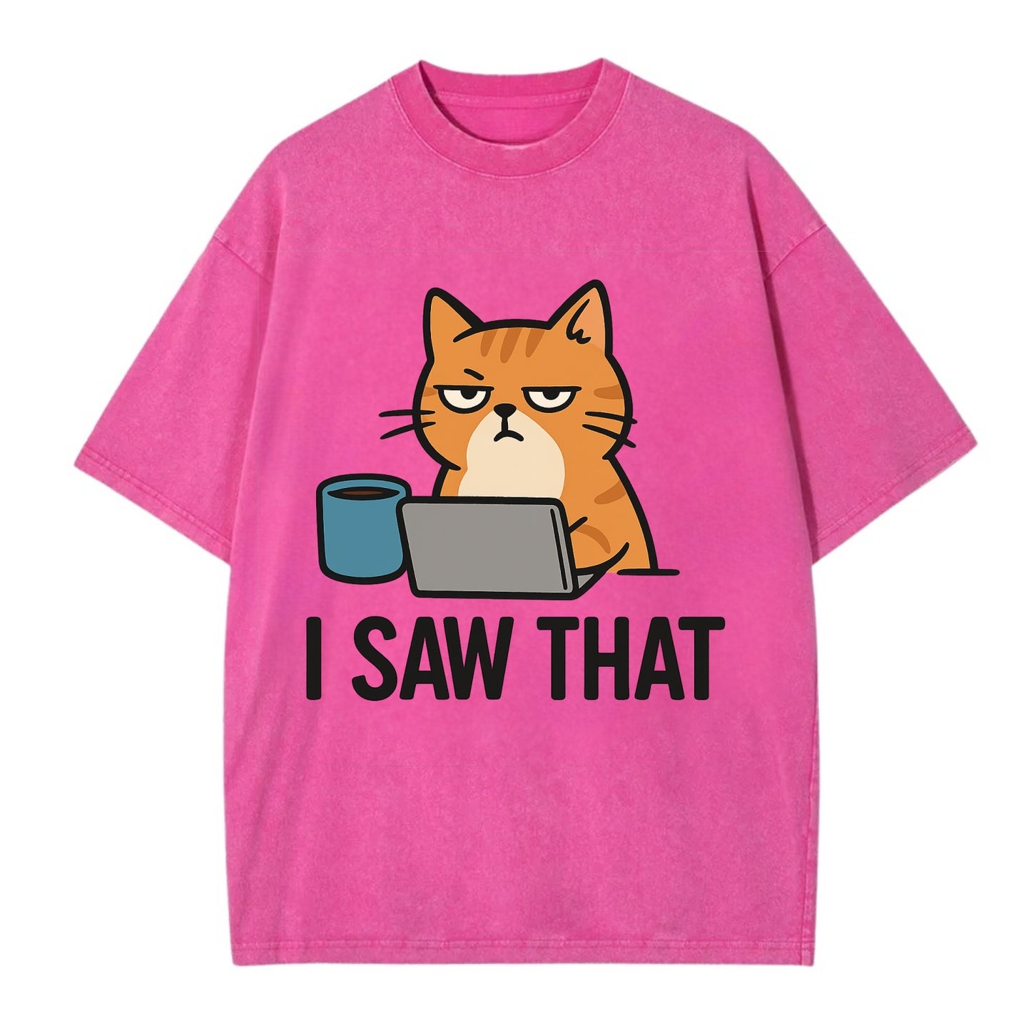 Cat with one eye open judging you - "I SAW THAT" - nothing escapes notice - Vintage T-shirt - Dusty Rose(Rose)