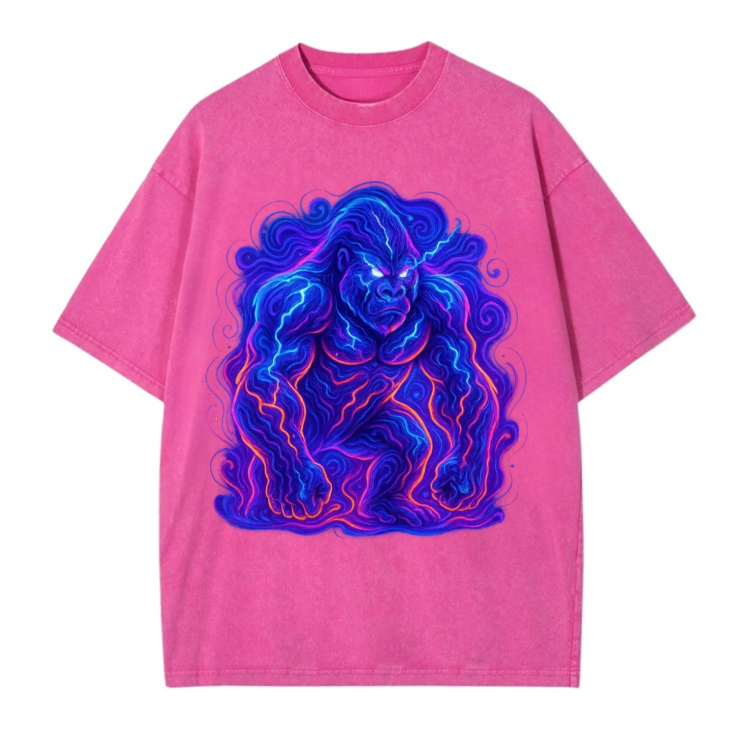 Mighty gorilla with electricity flowing through defined muscles, lightning bolt - Vintage T-shirt - Dusty Rose(Rose)