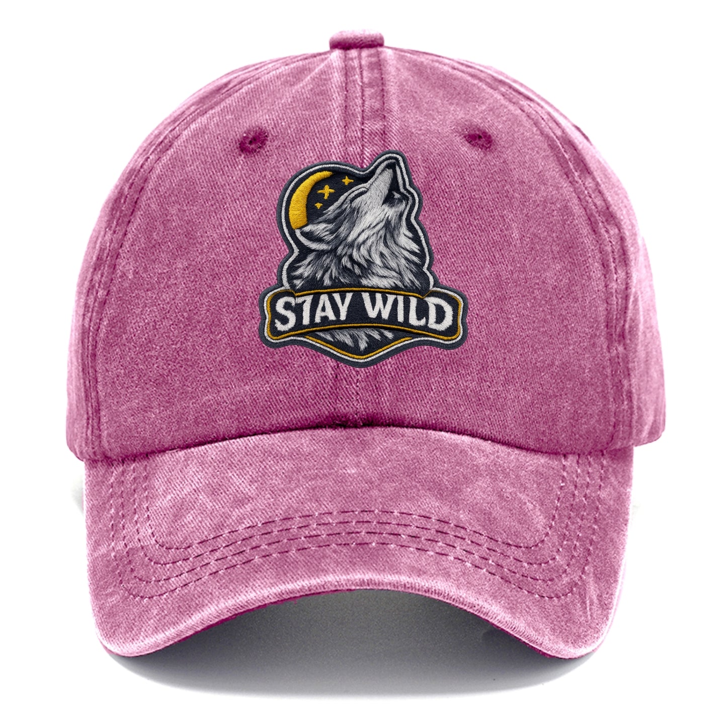 STAY WILD - wolf with text in gray , free spirit - Classic Cap - Dusty Rose(Rose)