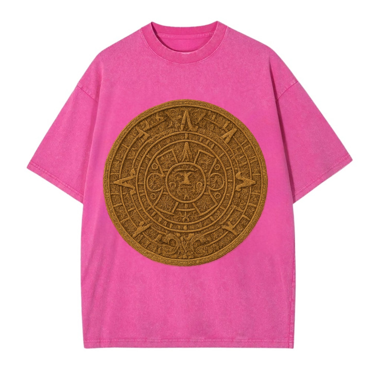 Aztec Calendar - Vintage T-shirt - Dusty Rose(Rose)