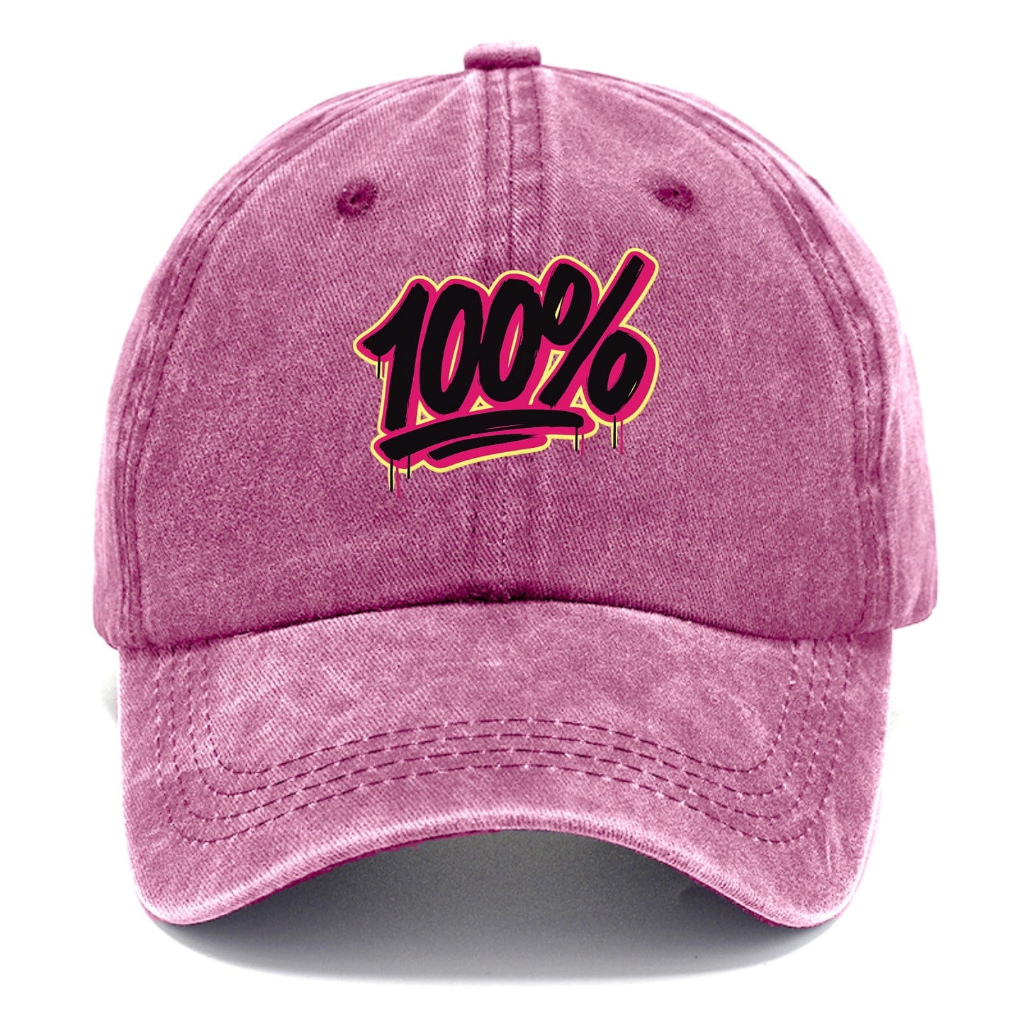 Bold typography design - "100%" - all in, fully committed - Classic Cap - Dusty Rose(Rose)