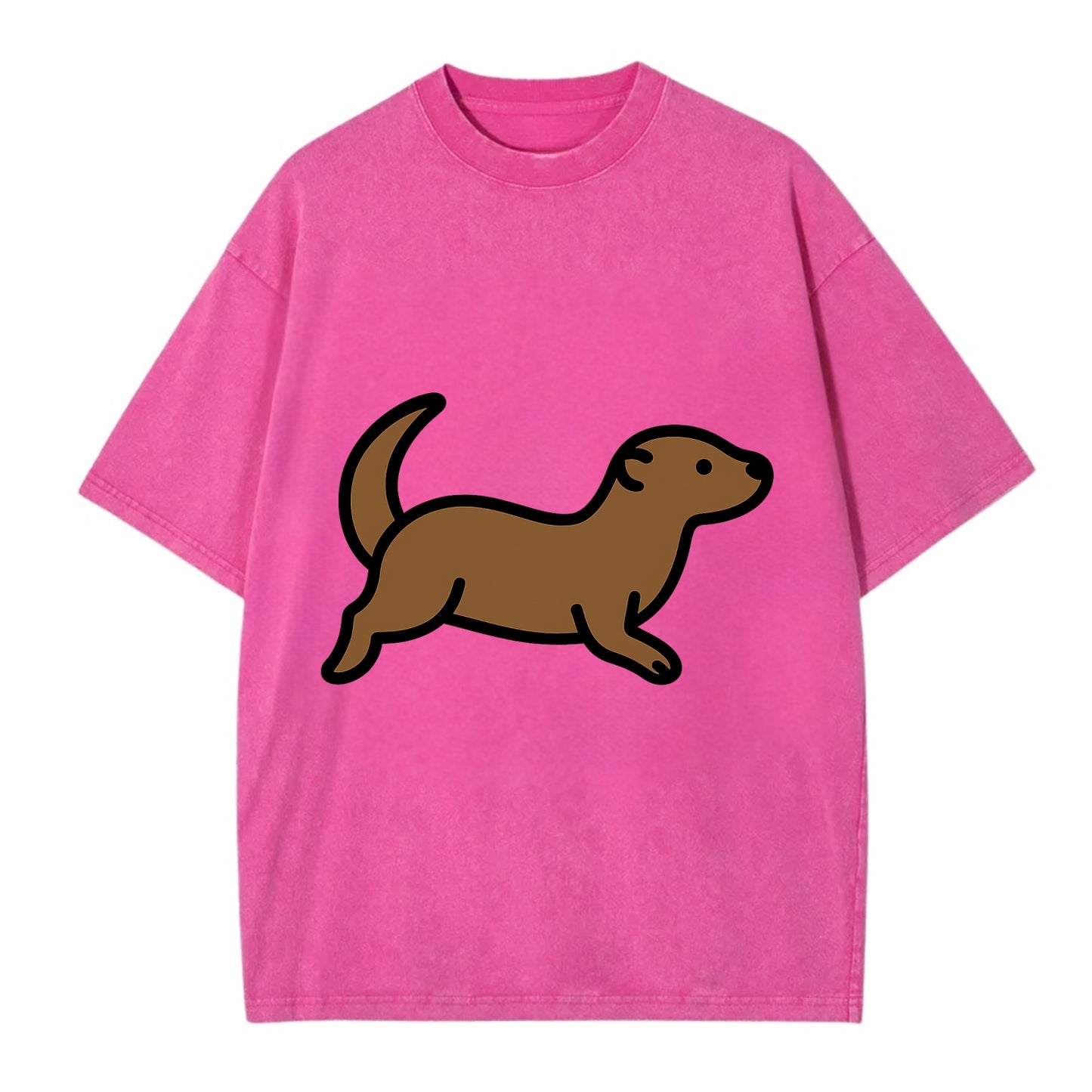Otter - Brown sleek swimming pose flat side profile - Vintage T-shirt - Dusty Rose(Rose)