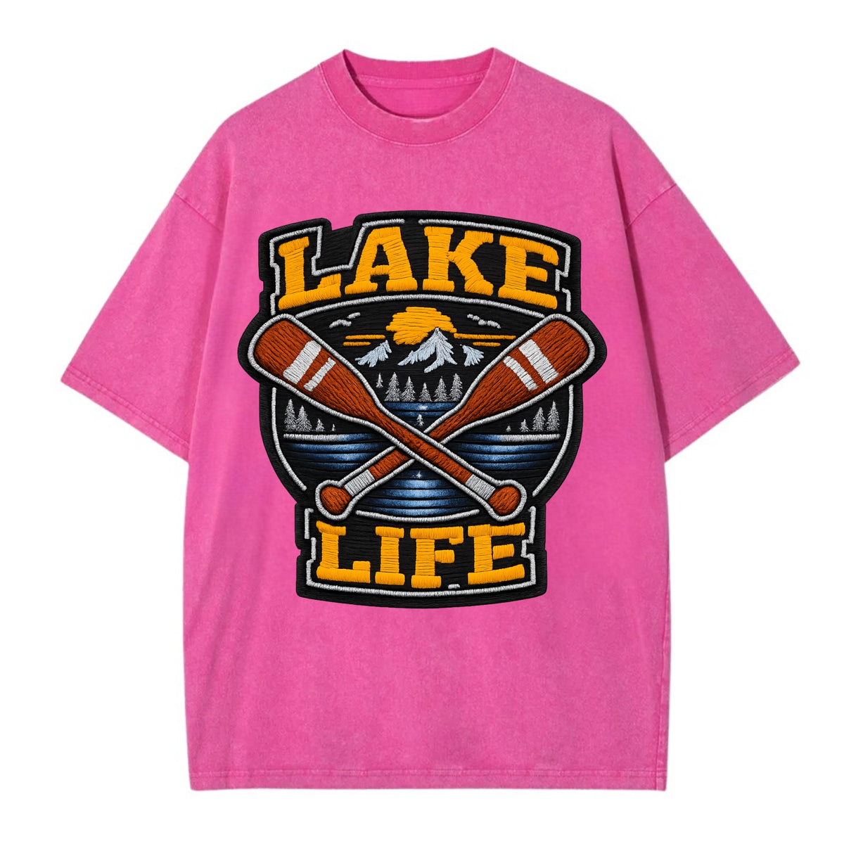 CANOE PADDLE - wooden paddle crossed in brown and cream , lake life - Vintage T-shirt - Dusty Rose(Rose)