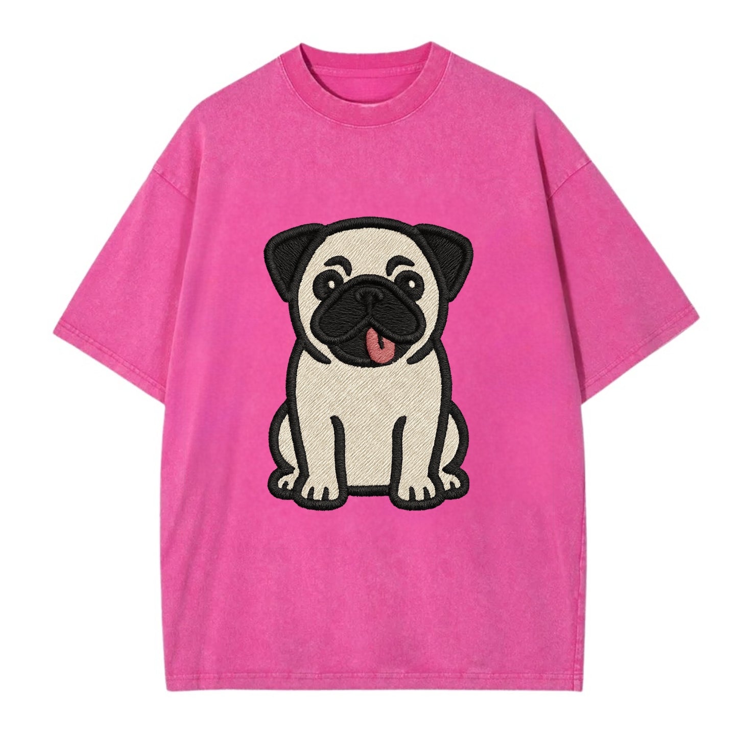 Pug - Tilted head with tongue out - Vint Vintage T-shirt - Dusty Rose(Rose)