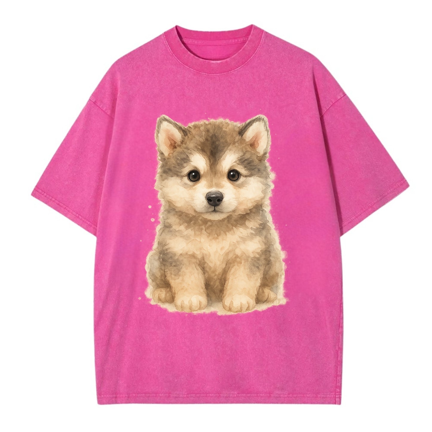 Baby Alaskan Malamute Puppy - wolf-like, fluffy coat, friendly eyes, - Vintage T-shirt - Dusty Rose(Rose)