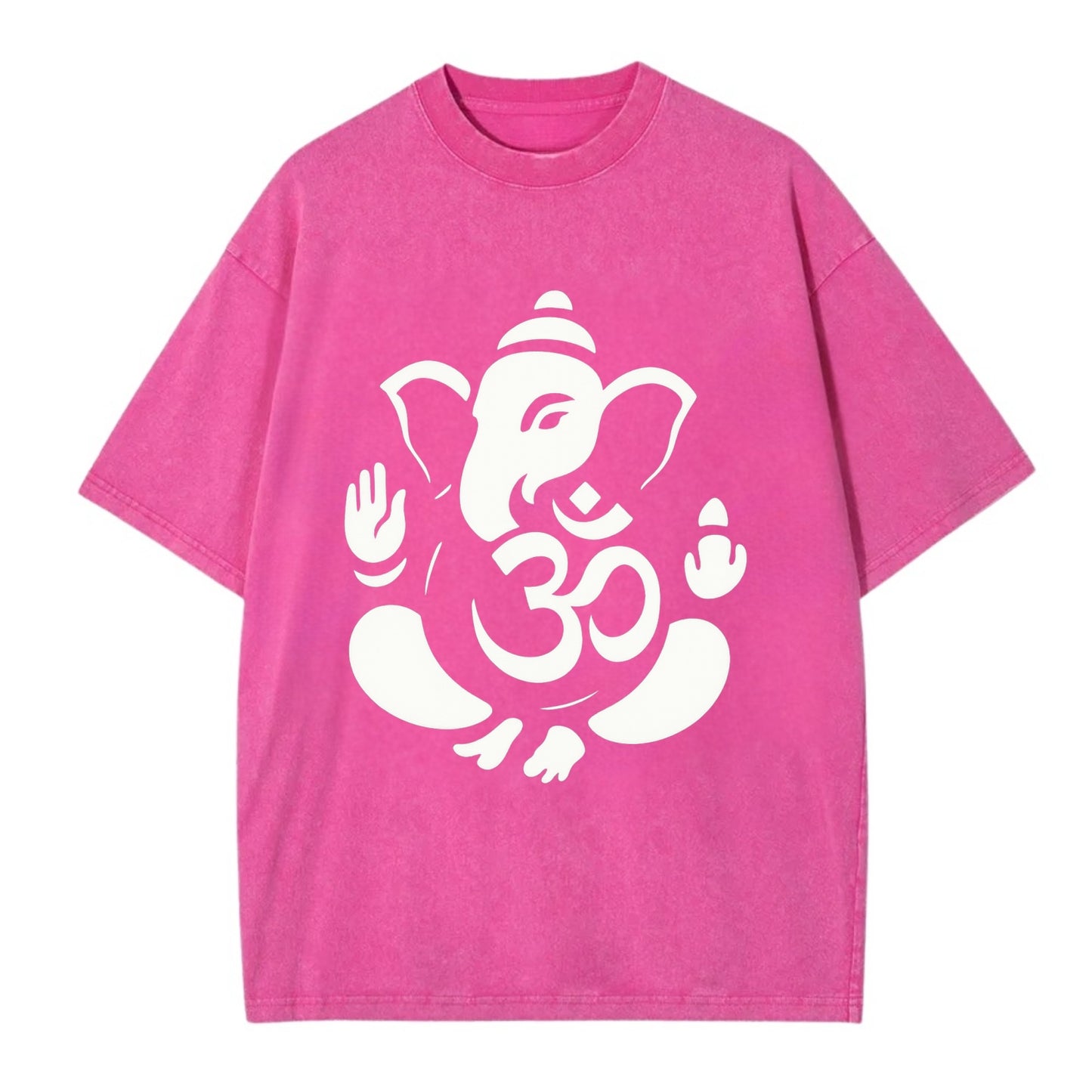 Ganesha elephant silhouette - negative space creates om symbol - Vintage T-shirt - Dusty Rose(Rose)