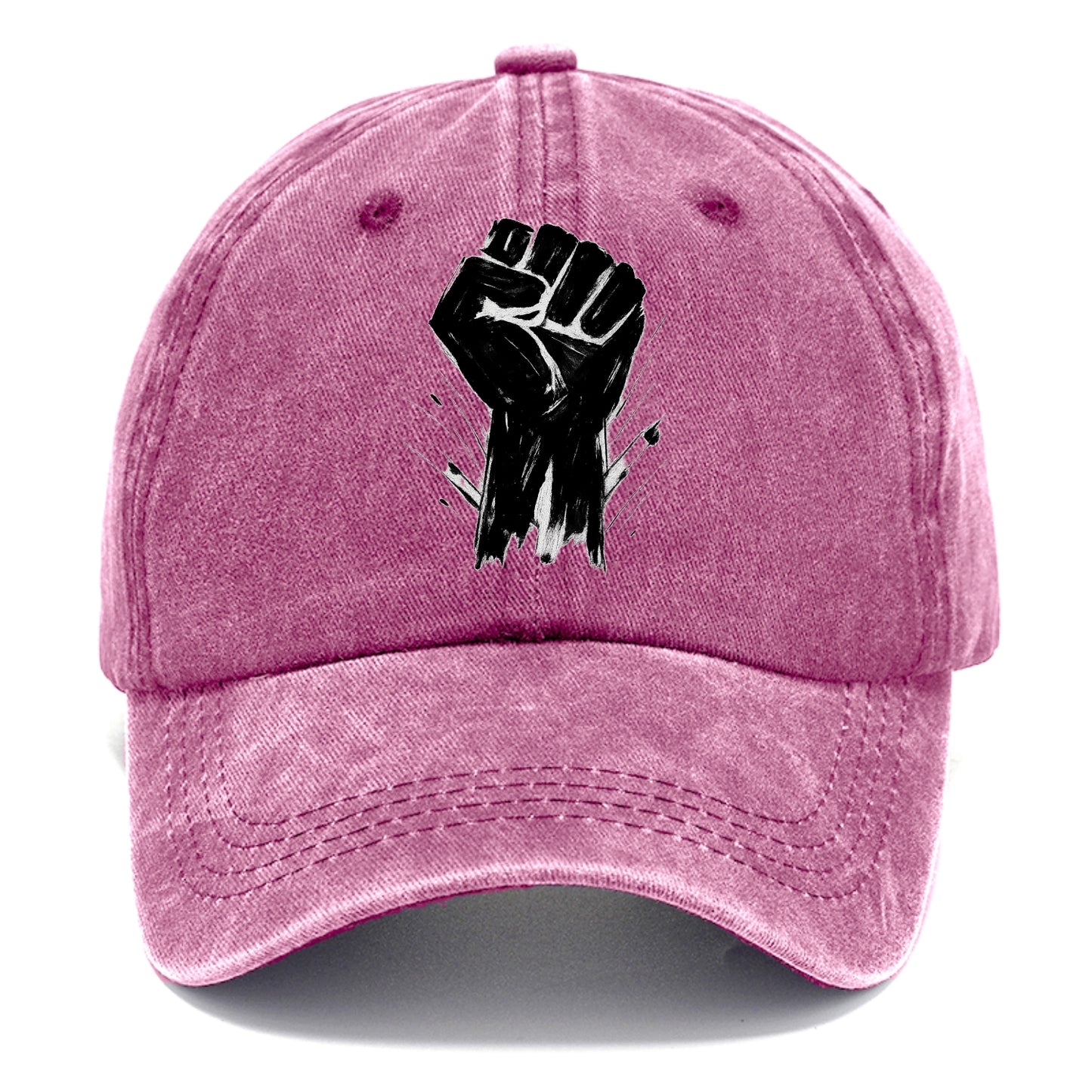 Raised fist in bold black ink brushstrokes - symbol of solidarity and resistance - Classic Cap - Dusty Rose(Rose)