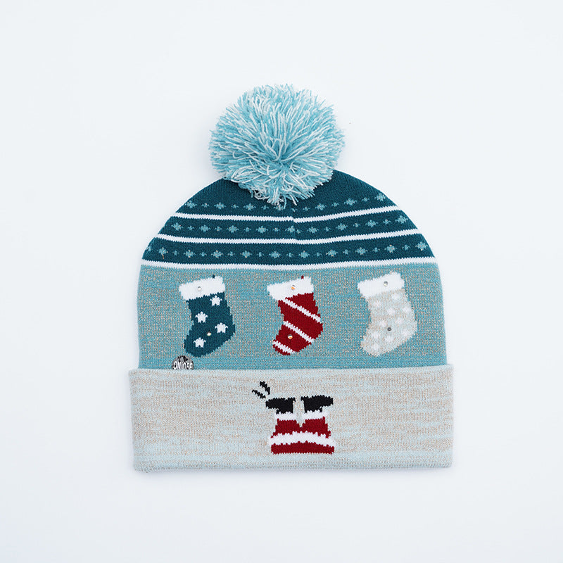 Festive Santa & Deer Knit Beanie - Cozy Holiday Hat