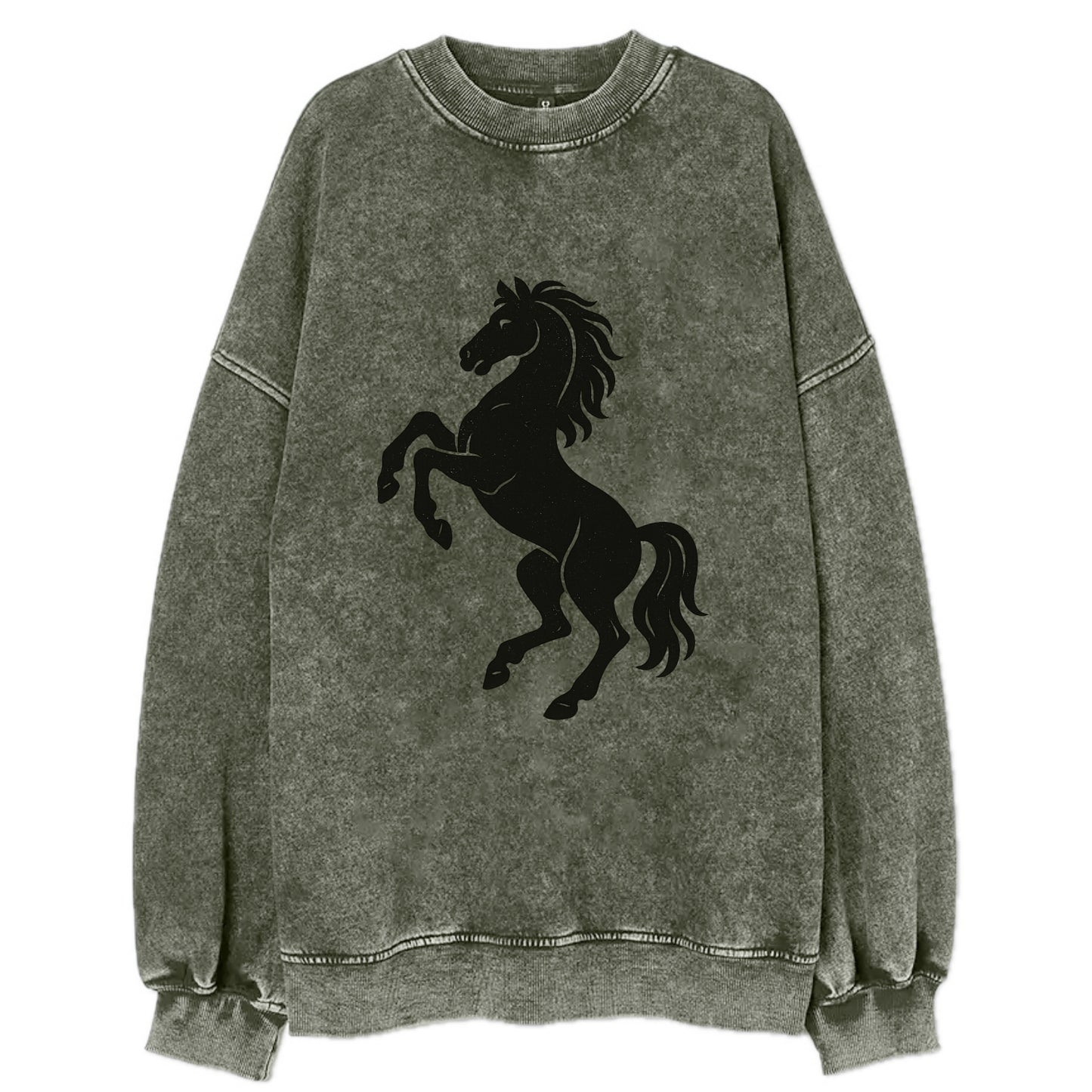 Stallion rearing on hind legs - Vintage Sweatshirt - Forest Mist(Green)