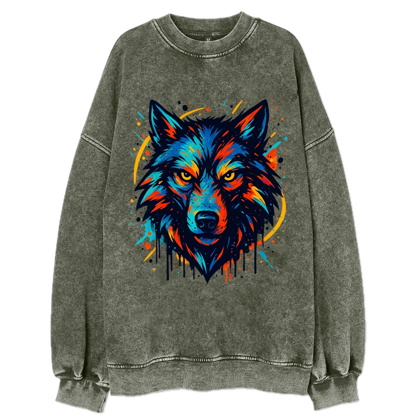 Alpha Wolf Leader - Vintage Sweatshirt - Forest Mist(Green)