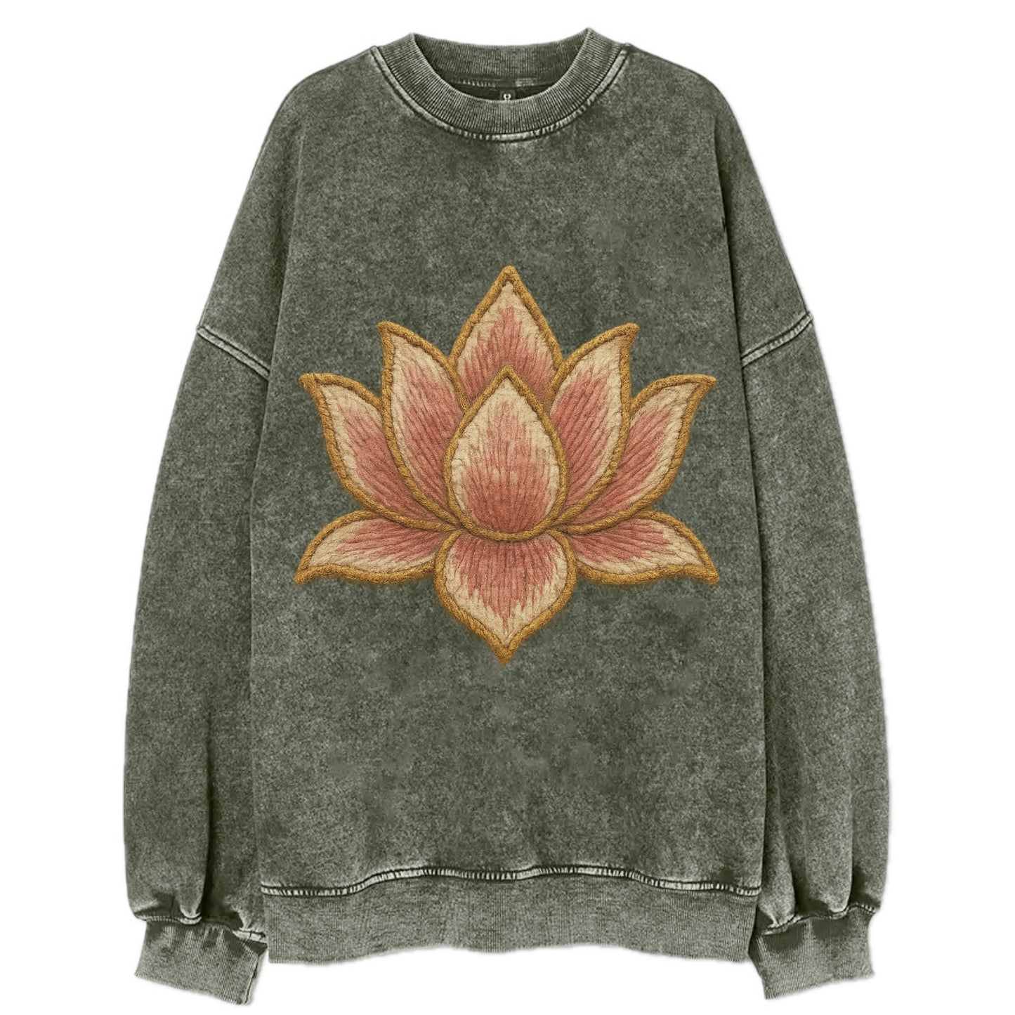 Lotus Flower - Vintage Sweatshirt - Forest Mist(Green)