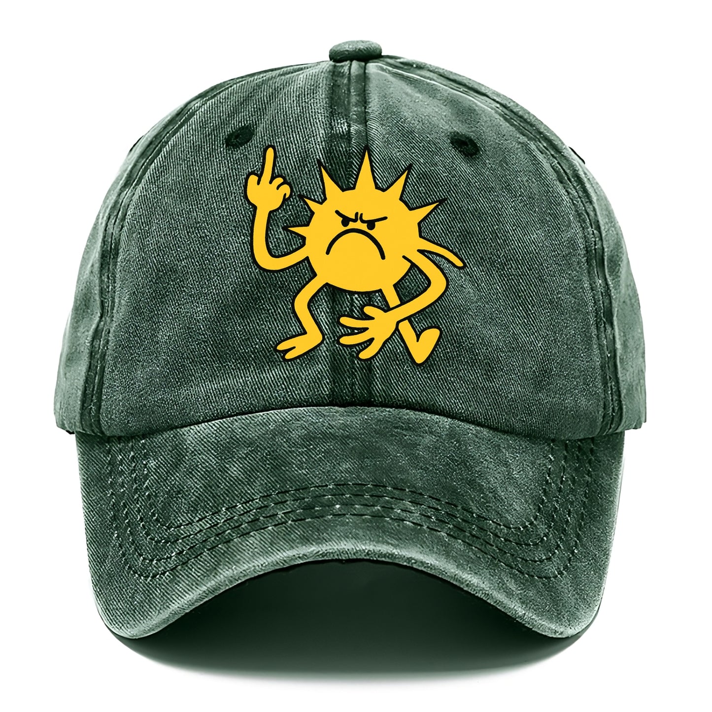 MORNINGS ARE PUNISHMENT | Grumpy sun with middle finger - Classic Cap - Forest Mist(Green)