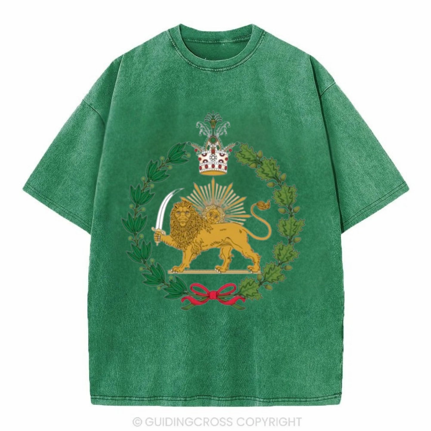 Iran Lion - Vintage T-shirt - Forest Mist(Green)