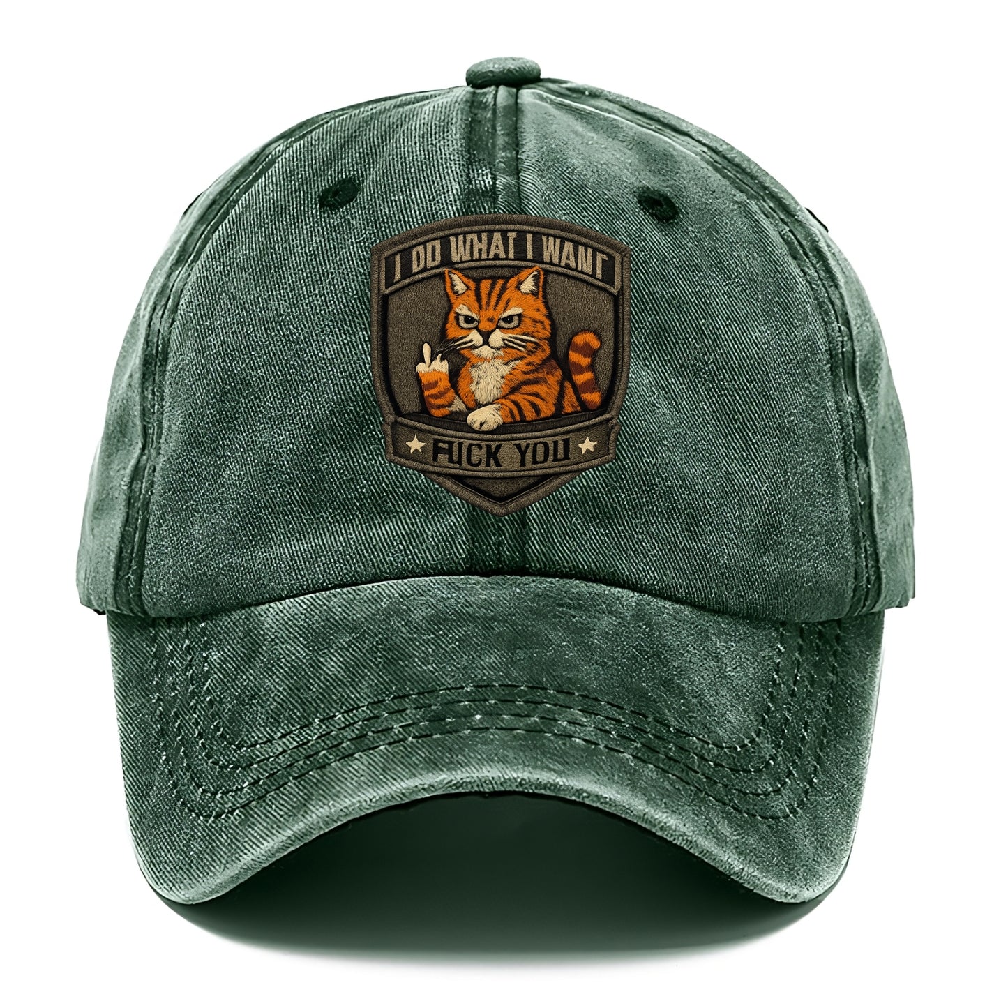 I DO WHAT I WANT CAT - sassy cat in orange , feline attitude - Classic Cap - Forest Mist(Green)