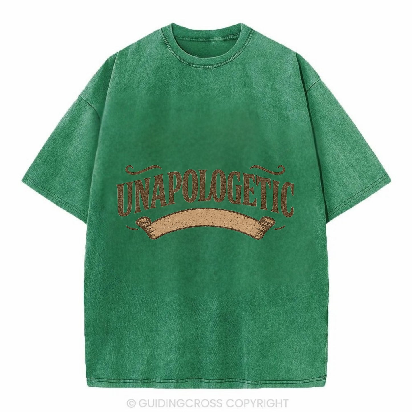 Bold typography design - "UNAPOLOGETIC" - no regrets, owning it - Vintage T-shirt - Forest Mist(Green)