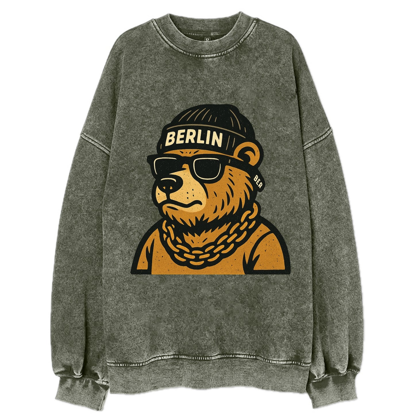 Berlin Bear - Vintage Sweatshirt - Forest Mist(Green)