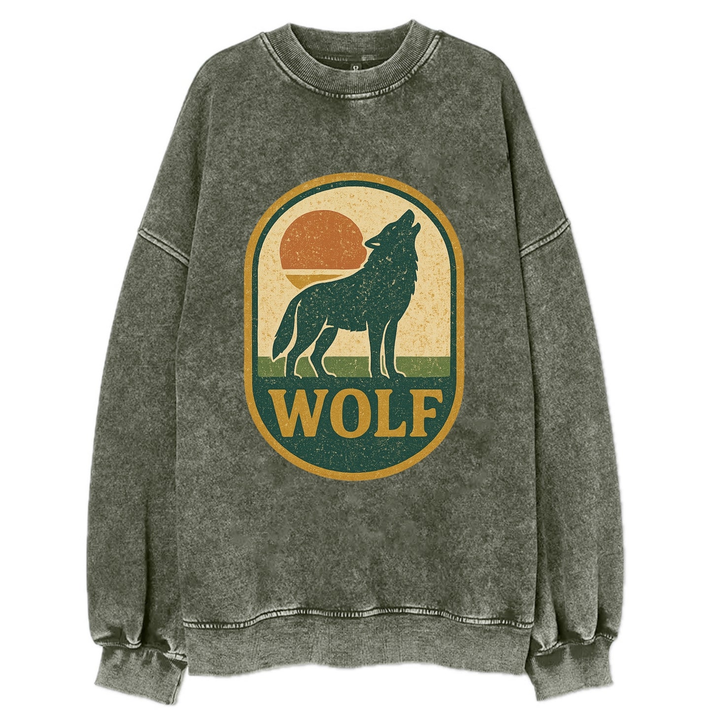 Carbon Fiber Wolf - Vintage Sweatshirt - Forest Mist(Green)