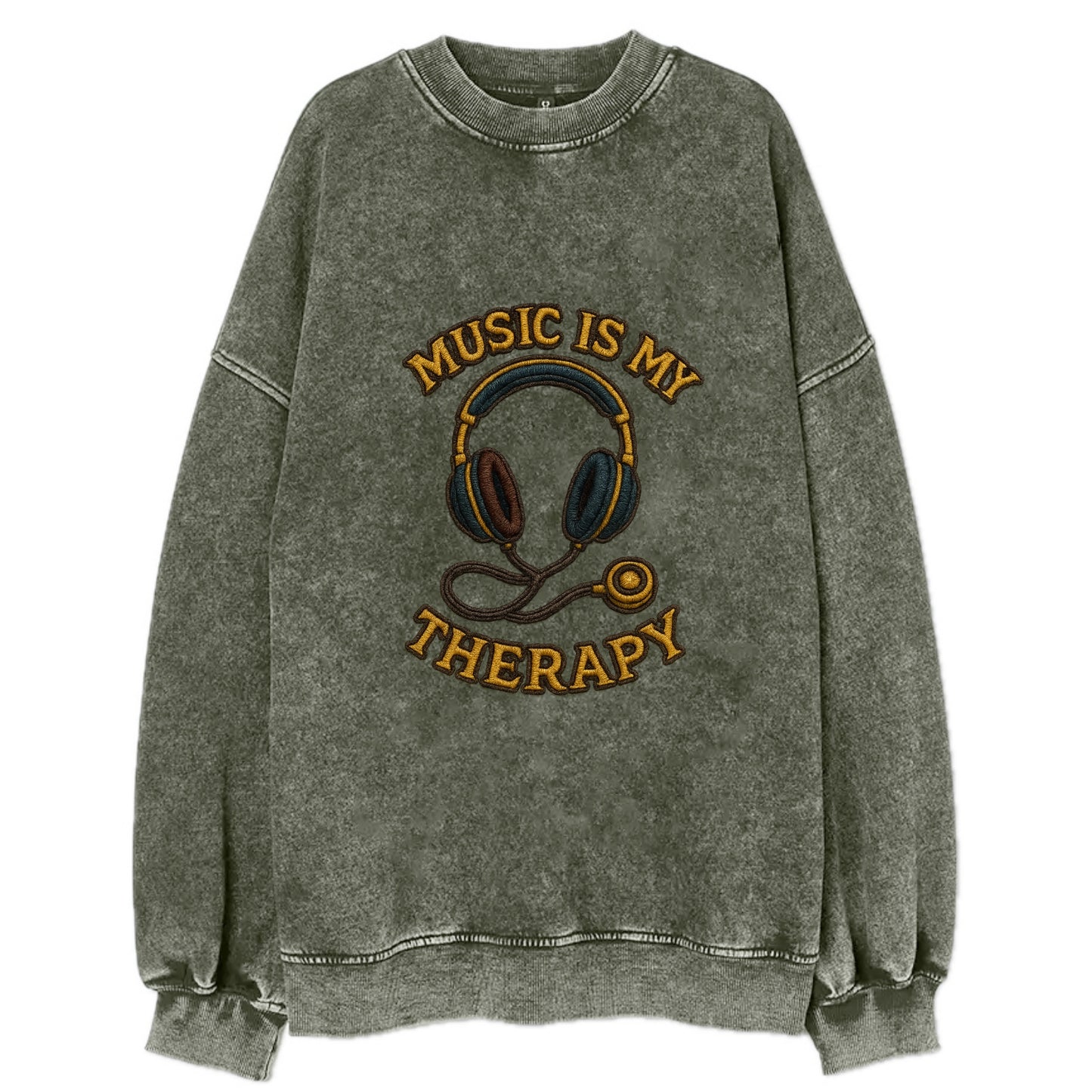 Music Is My Therapy - Vintage Sweatshirt - Forest Mist(Green)