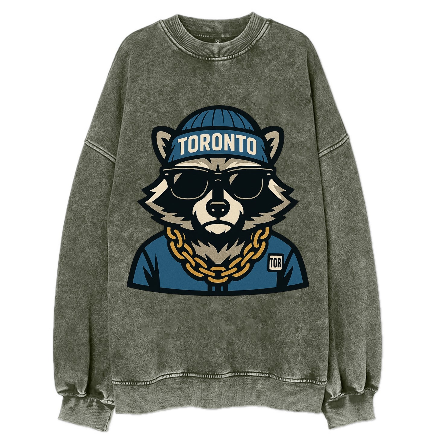 Toronto Raccoon - Vintage Sweatshirt - Forest Mist(Green)