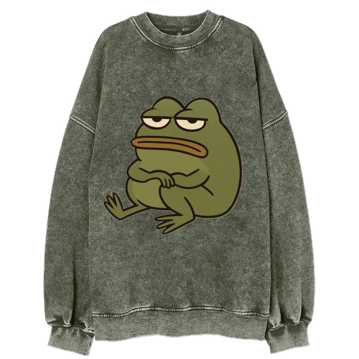 The Frog Judges Silently - Vintage Sweatshirt - Forest Mist(Green)