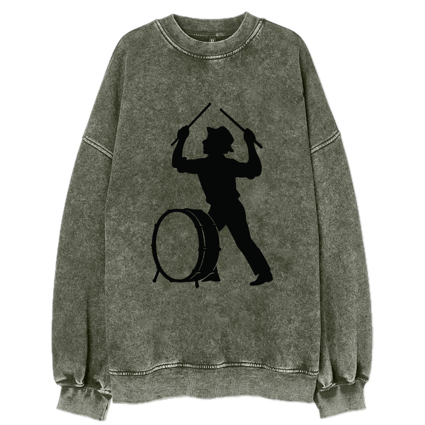 Drummer with drumsticks raised high - Vintage Sweatshirt - Forest Mist(Green)