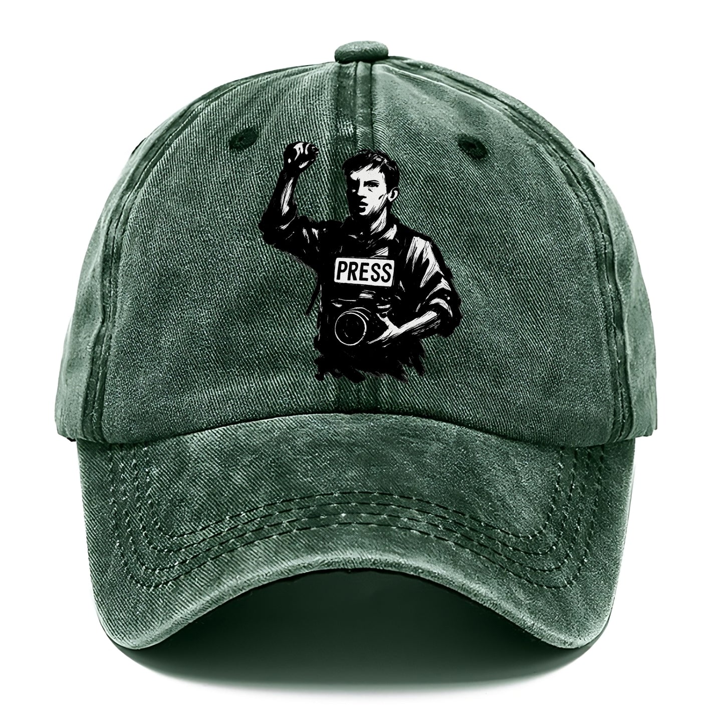 Journalist with camera - press freedom ink painting - Classic Cap - Forest Mist(Green)