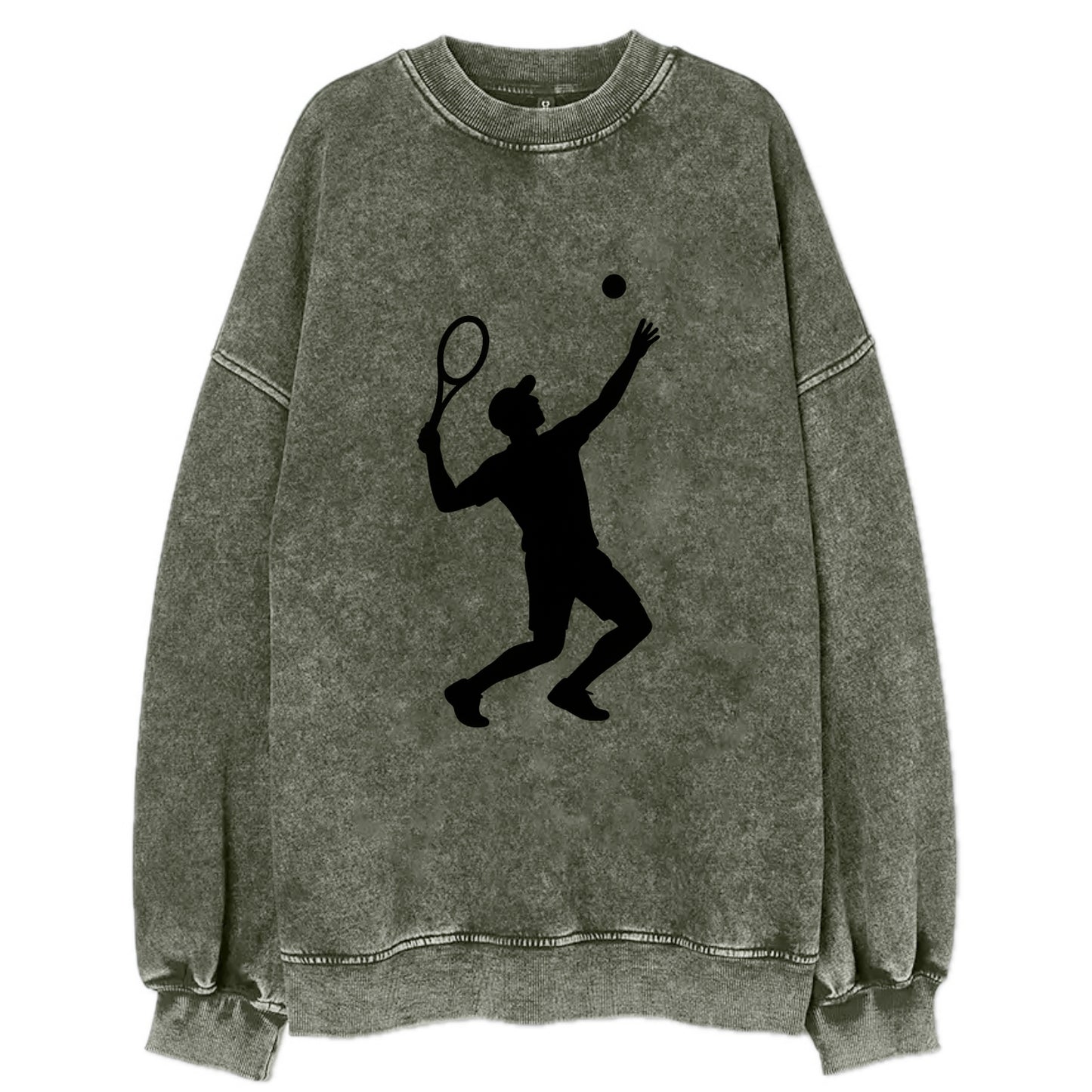 Tennis player serving powerful shot - Vintage Sweatshirt - Forest Mist(Green)