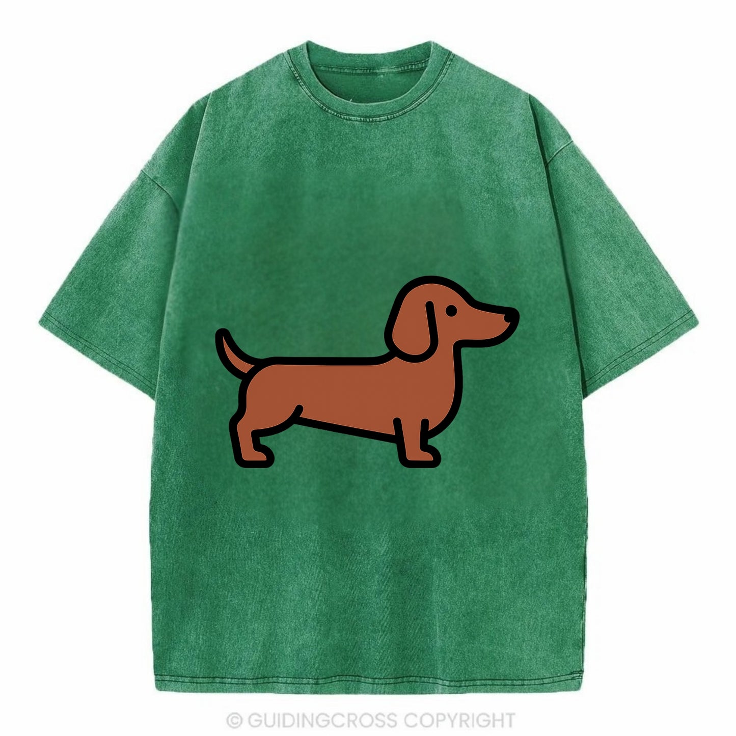 Dachshund - Red/brown smooth flat side profile - Vintage T-shirt - Forest Mist(Green)