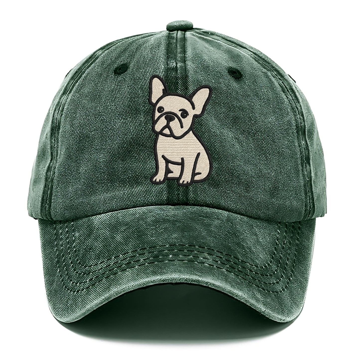 French Bulldog - Head tilt one ear up - Classic Cap - Forest Mist(Green)
