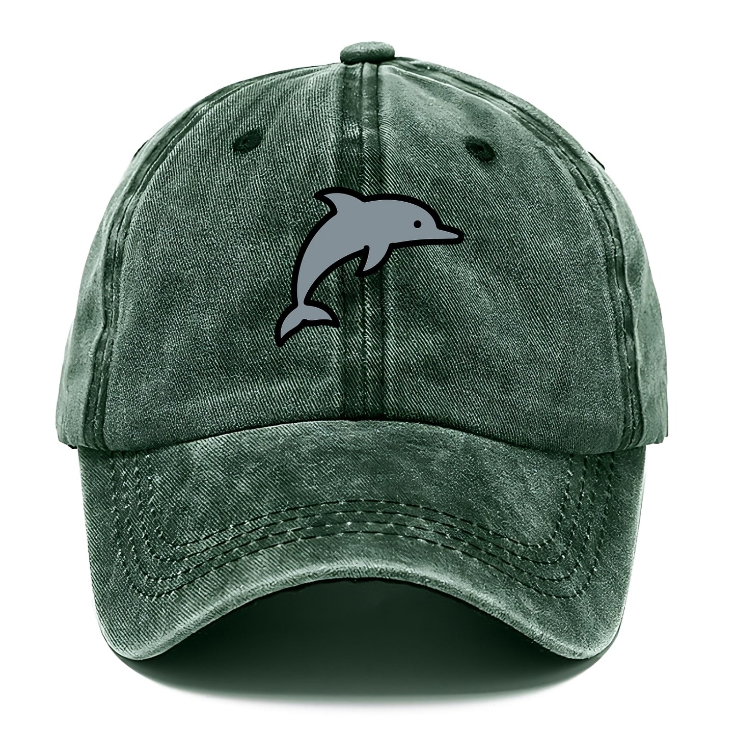 Bottlenose Dolphin - Gray jumping pose flat side profile - Classic Cap - Forest Mist(Green)