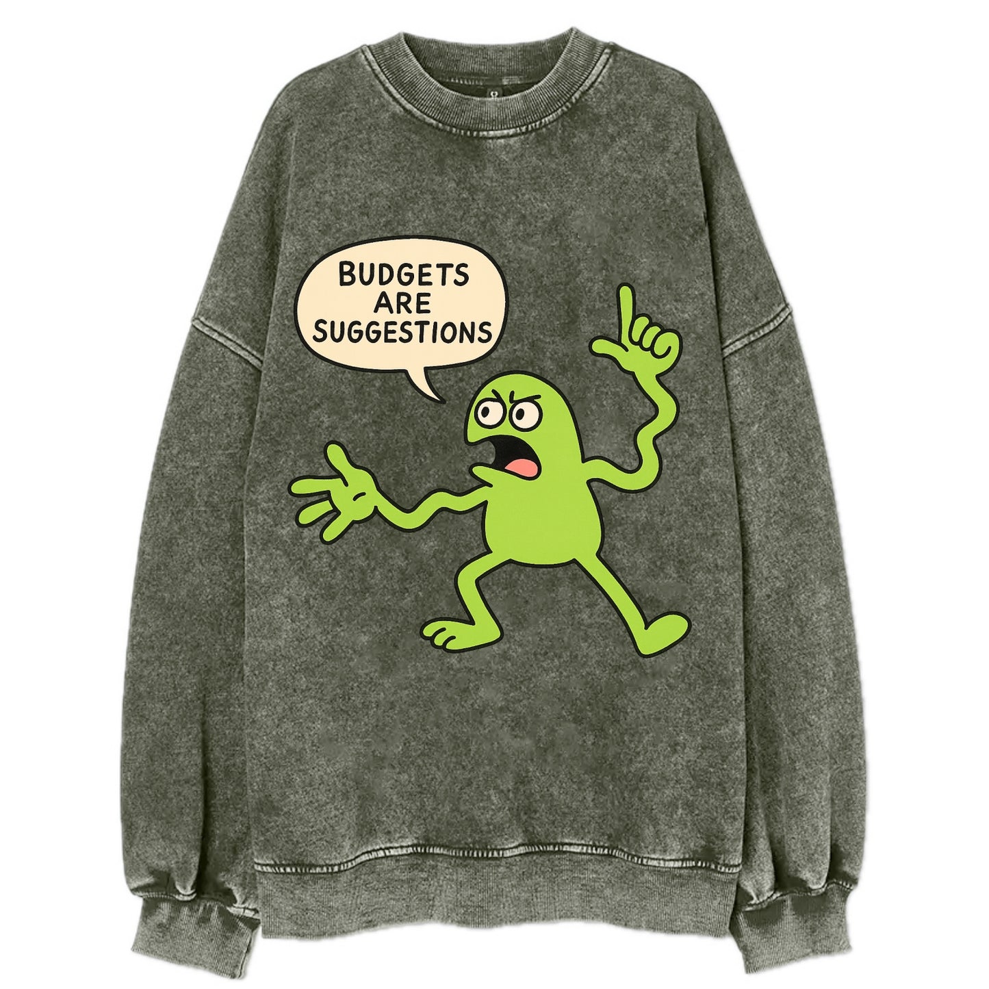 BUDGETS ARE SUGGESTIONS | Rebellious calculator - Vintage Sweatshirt - Forest Mist(Green)