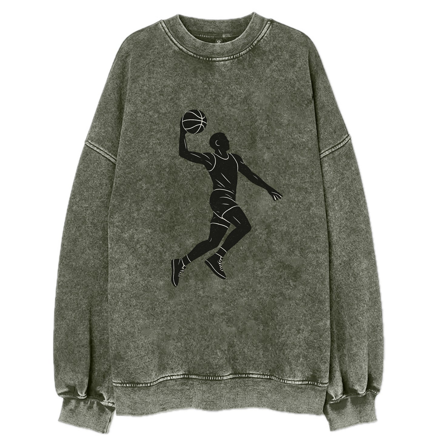 Basketball player dunking silhouette - Vintage Sweatshirt - Forest Mist(Green)