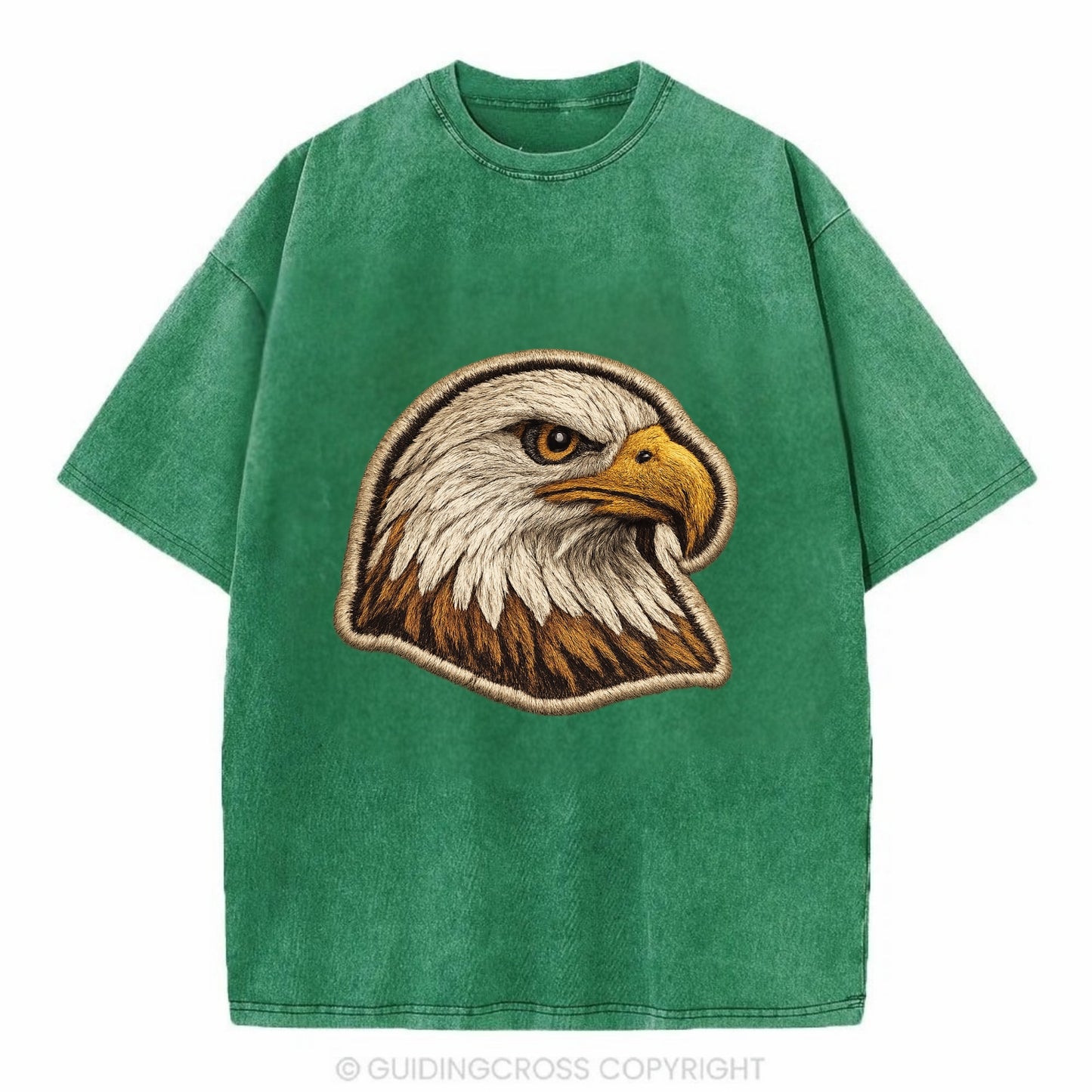 EAGLE HEAD PROFILE - majestic bald eagle in brown, white and gold , American pride - Vintage T-shirt - Forest Mist(Green)