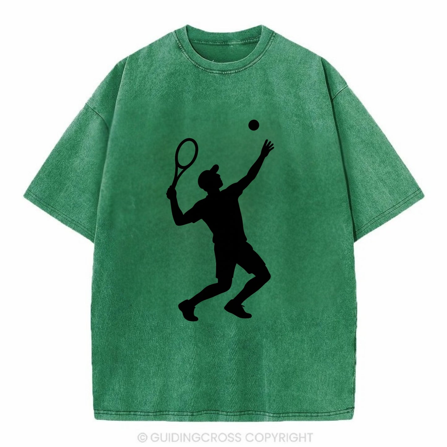 Tennis player serving powerful shot - Vintage T-shirt - Forest Mist(Green)